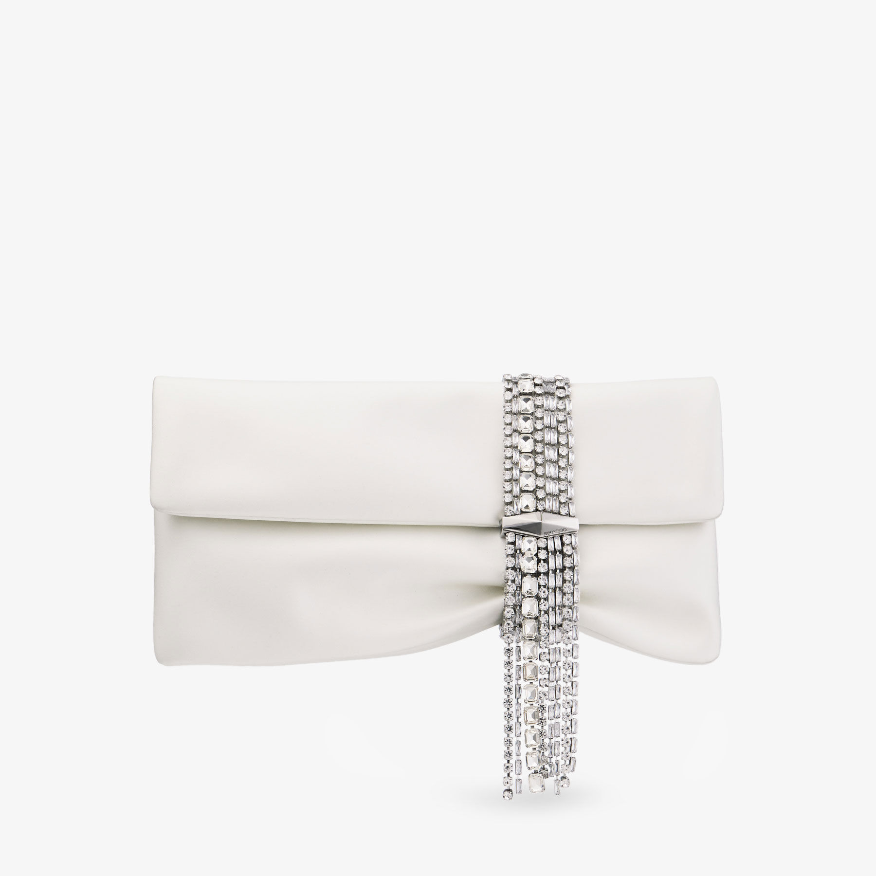 Zandra Ivory Satin Crystal Clutch Bag