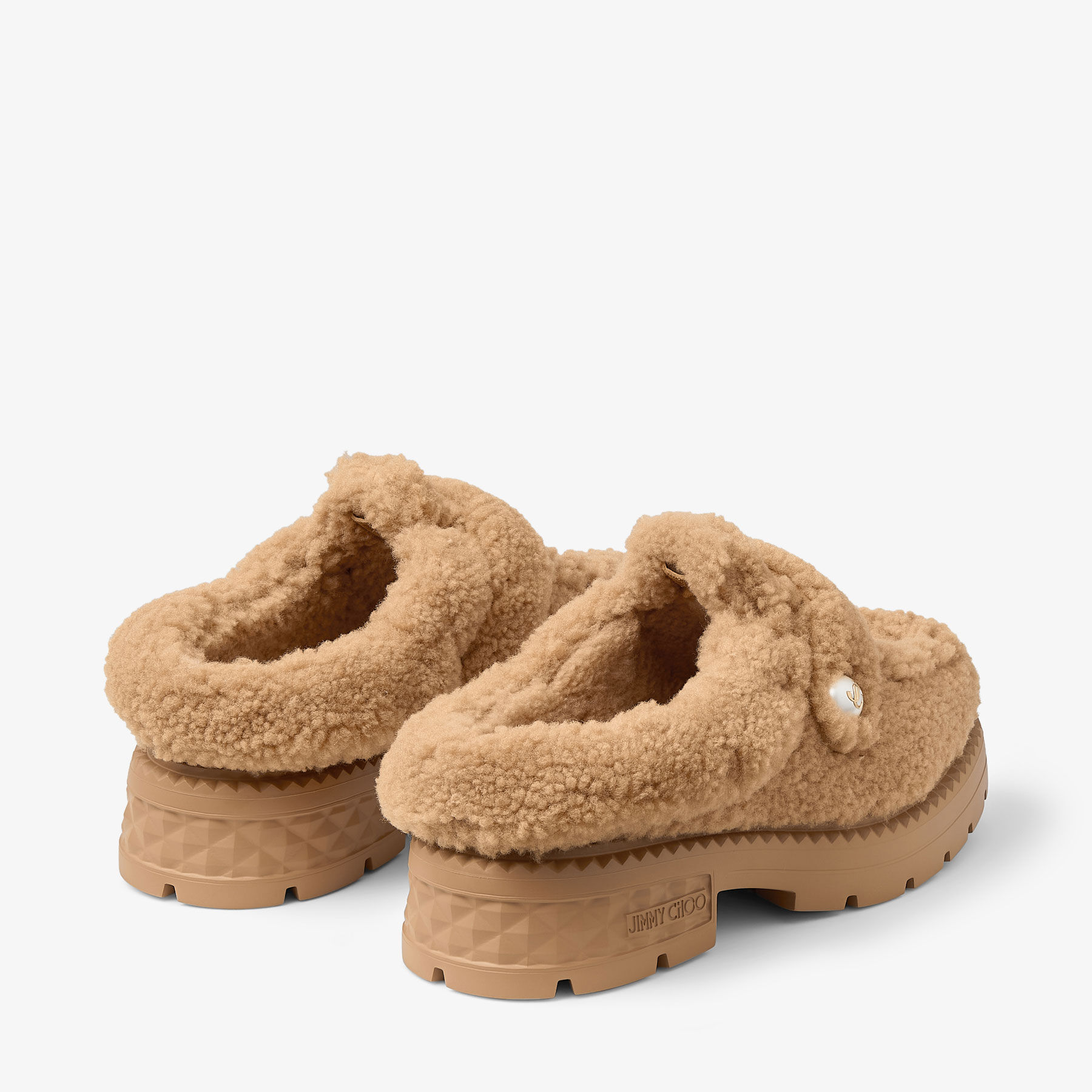 Shea Mule Flat Rattan Curly Shearling Flats