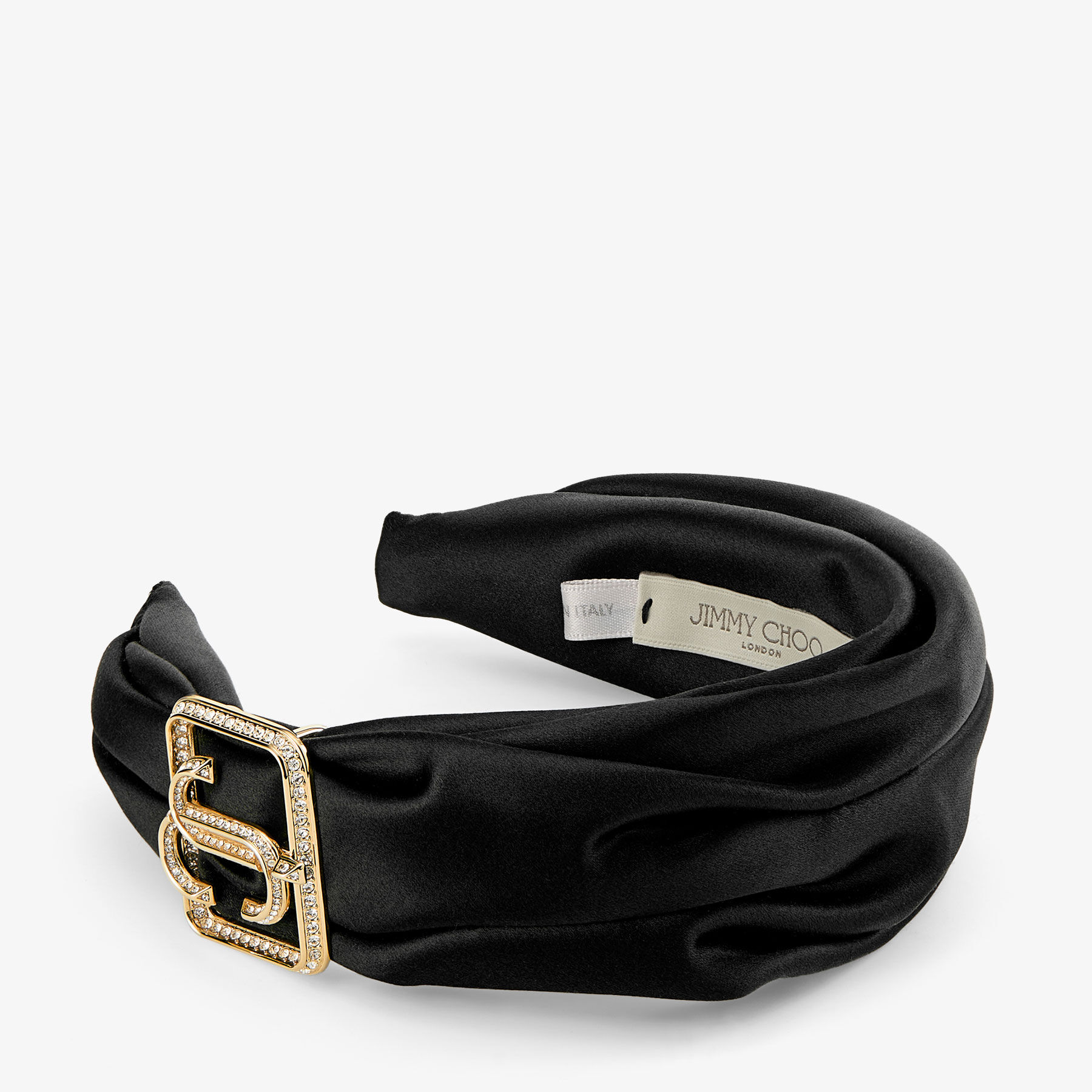 Edie Headband Black Puffed Satin Headband