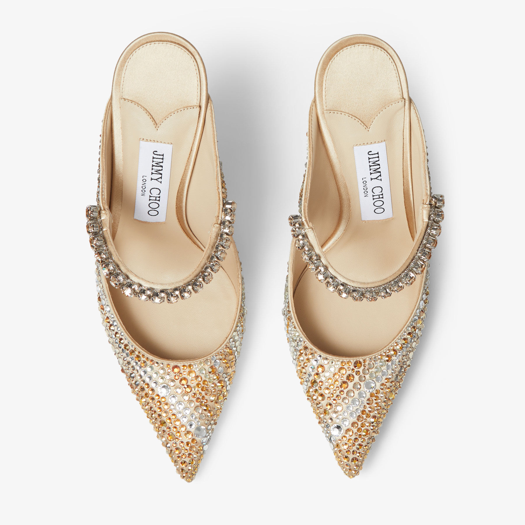 Bing 100 Gold Satin Crystal Mules