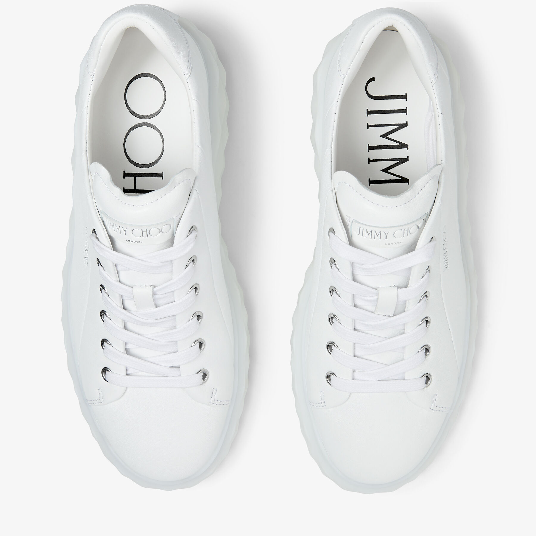 Diamond Light Maxi F White Nappa Leather Low-Top Trainers with Platform Sole