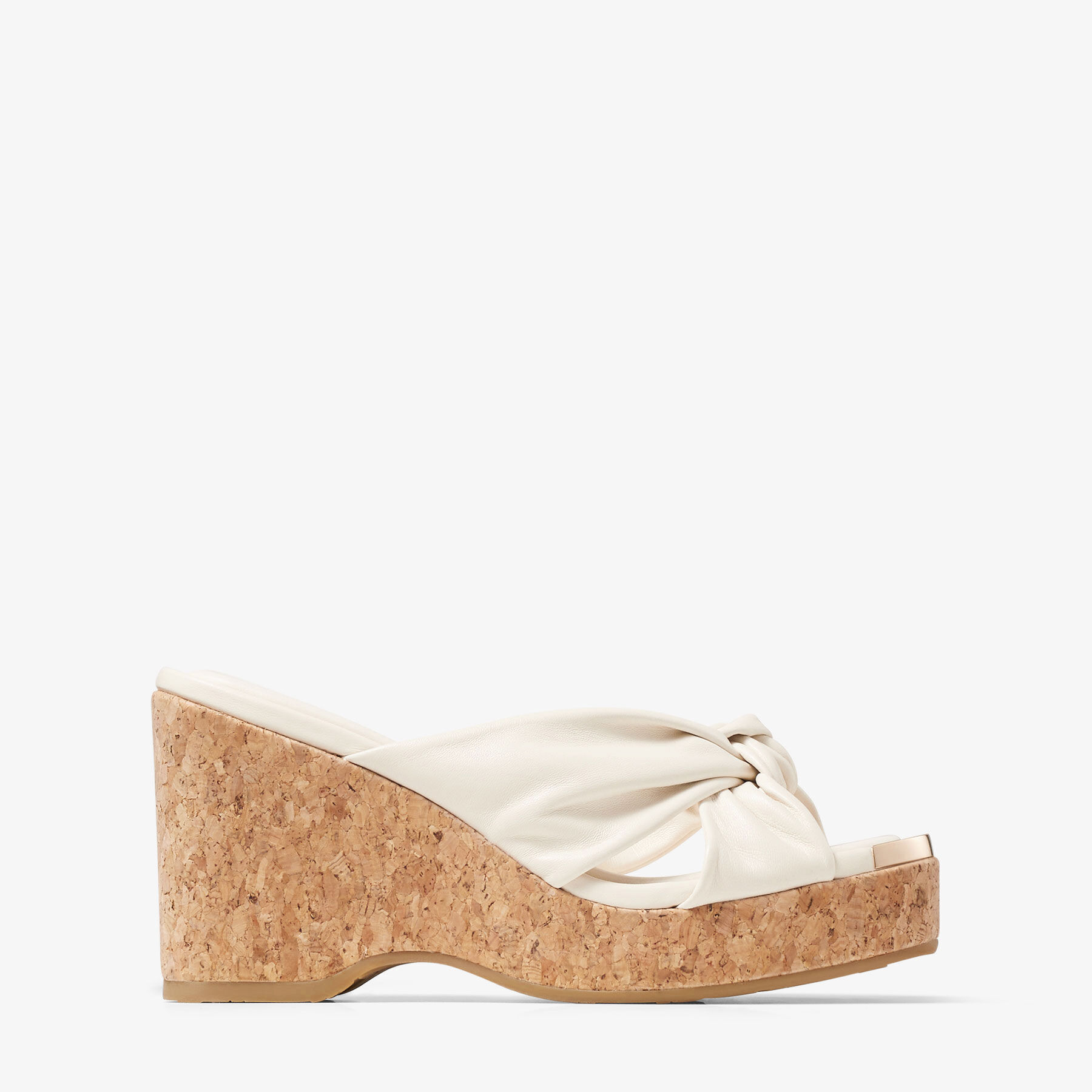 Avenue Wedge 110 Latte Nappa Leather Wedge Mules