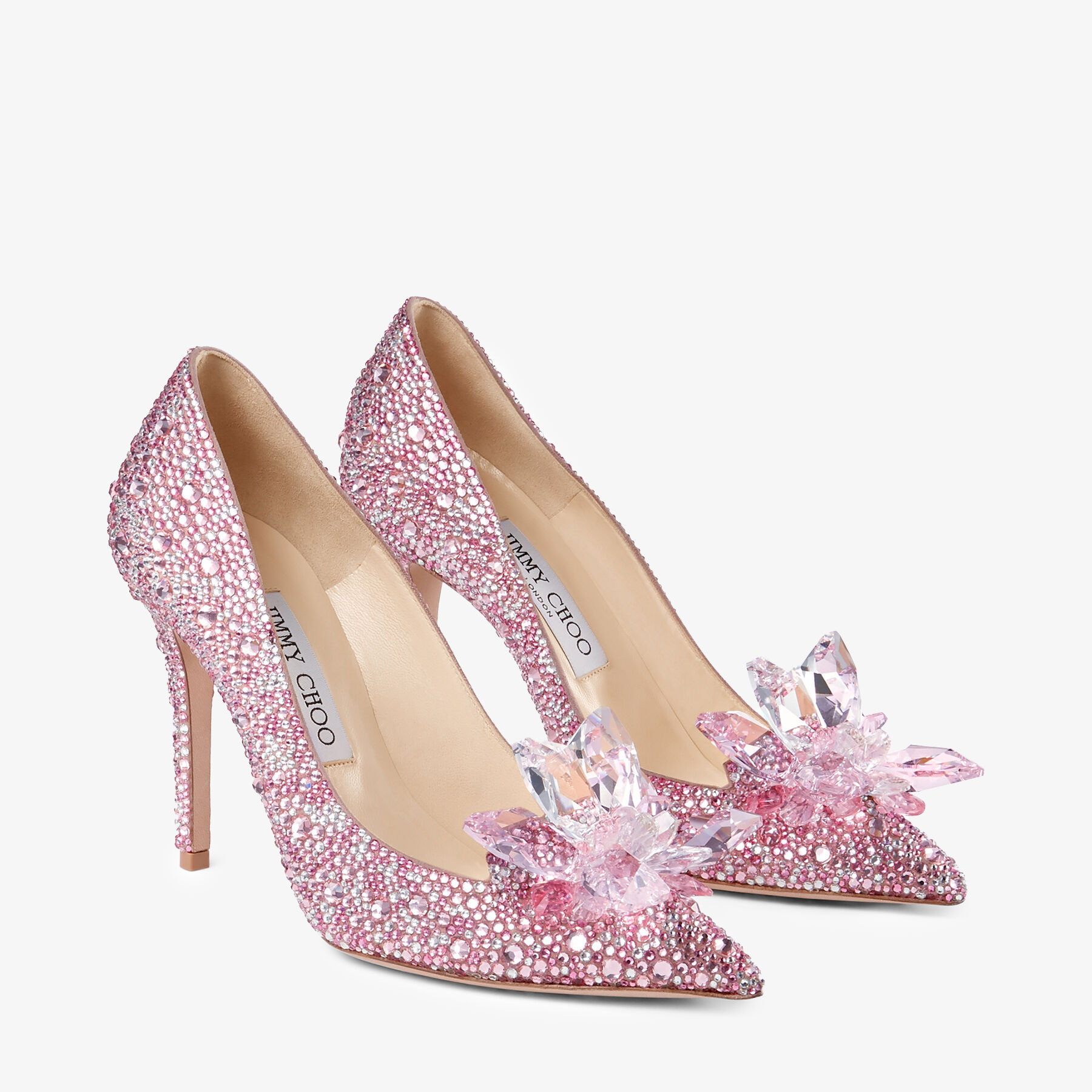 Avril Rose Mix Suede and Crystal Covered Pointy Toe Pumps