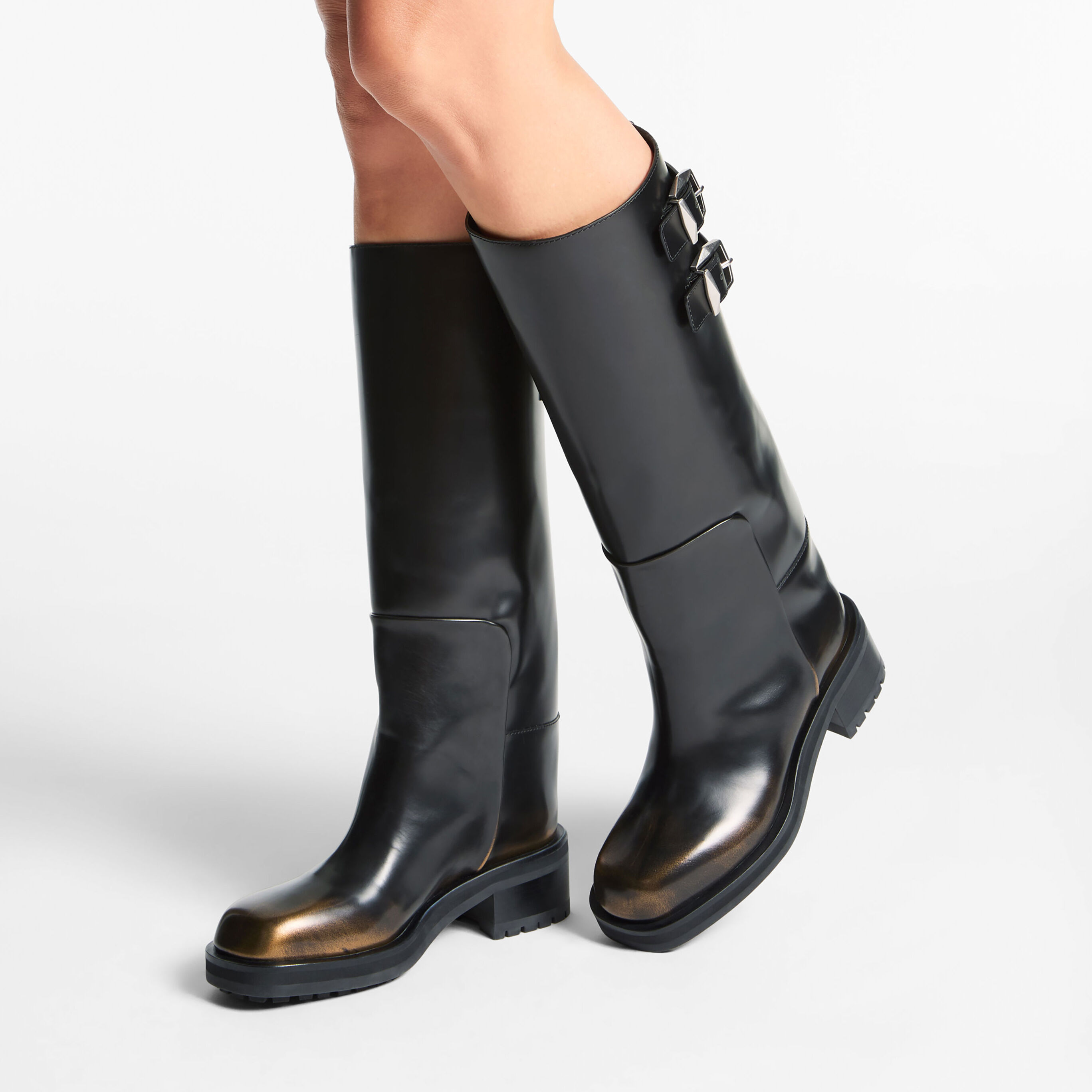 Brooklyn Knee Boot 50 Black Brushed Leather Knee-High Boots