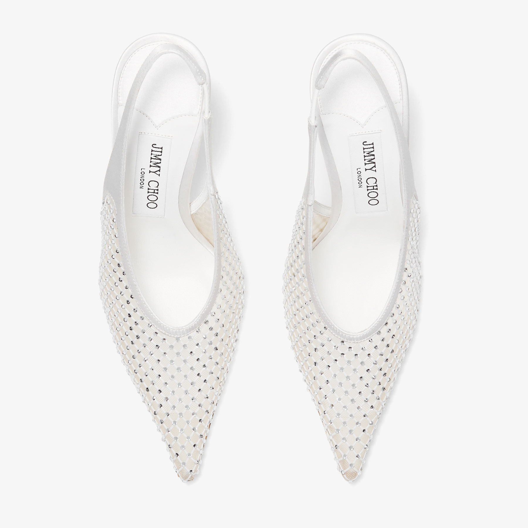 Isa 95 White Crystal Mesh Satin Pumps