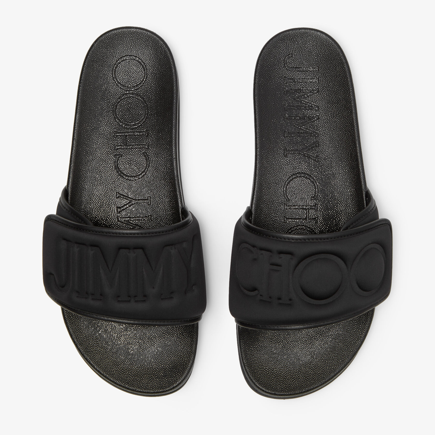 Fitz M Black Puffed Logo Lycra Slides