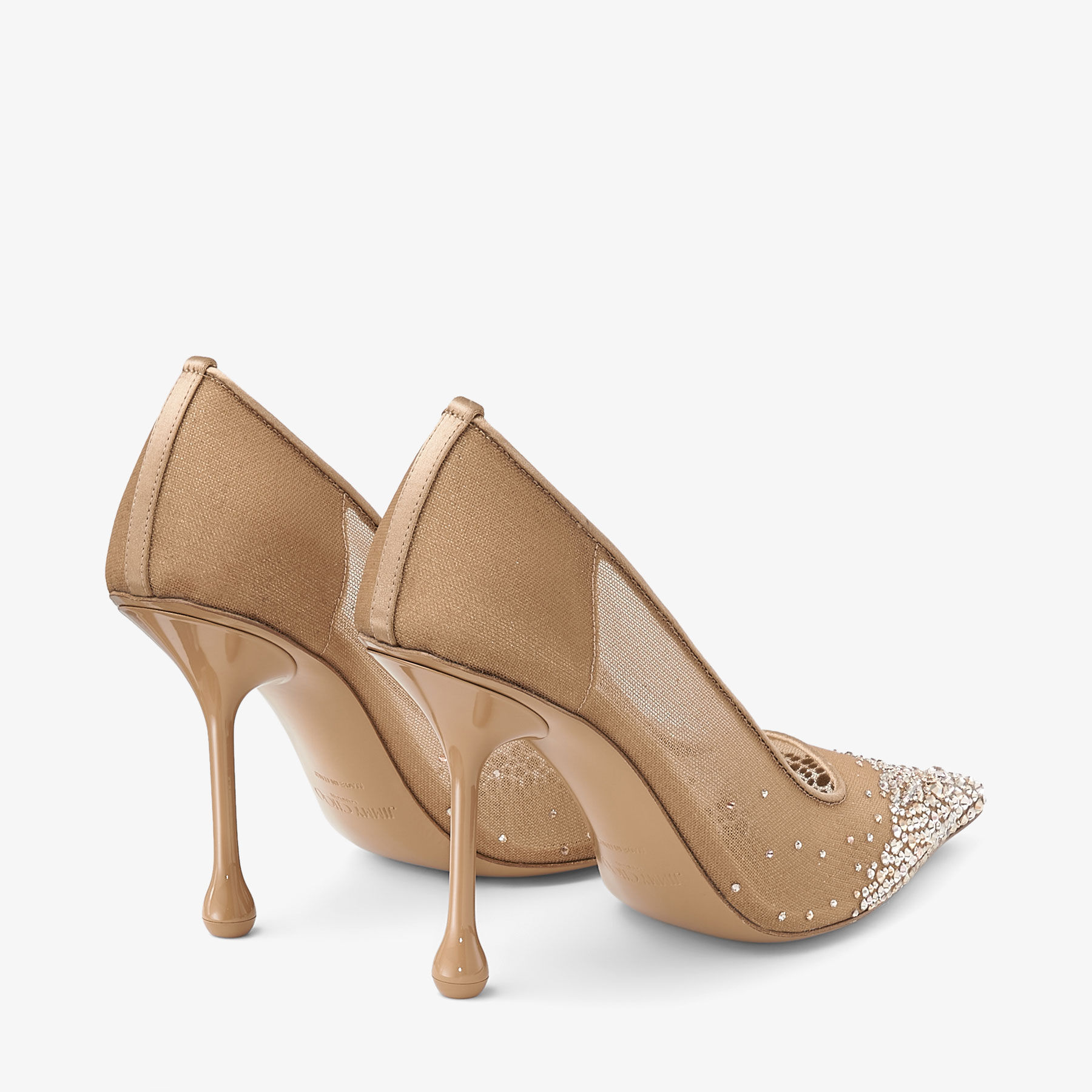 Ixia 95 Bronze Crystal Mesh Satin Pumps