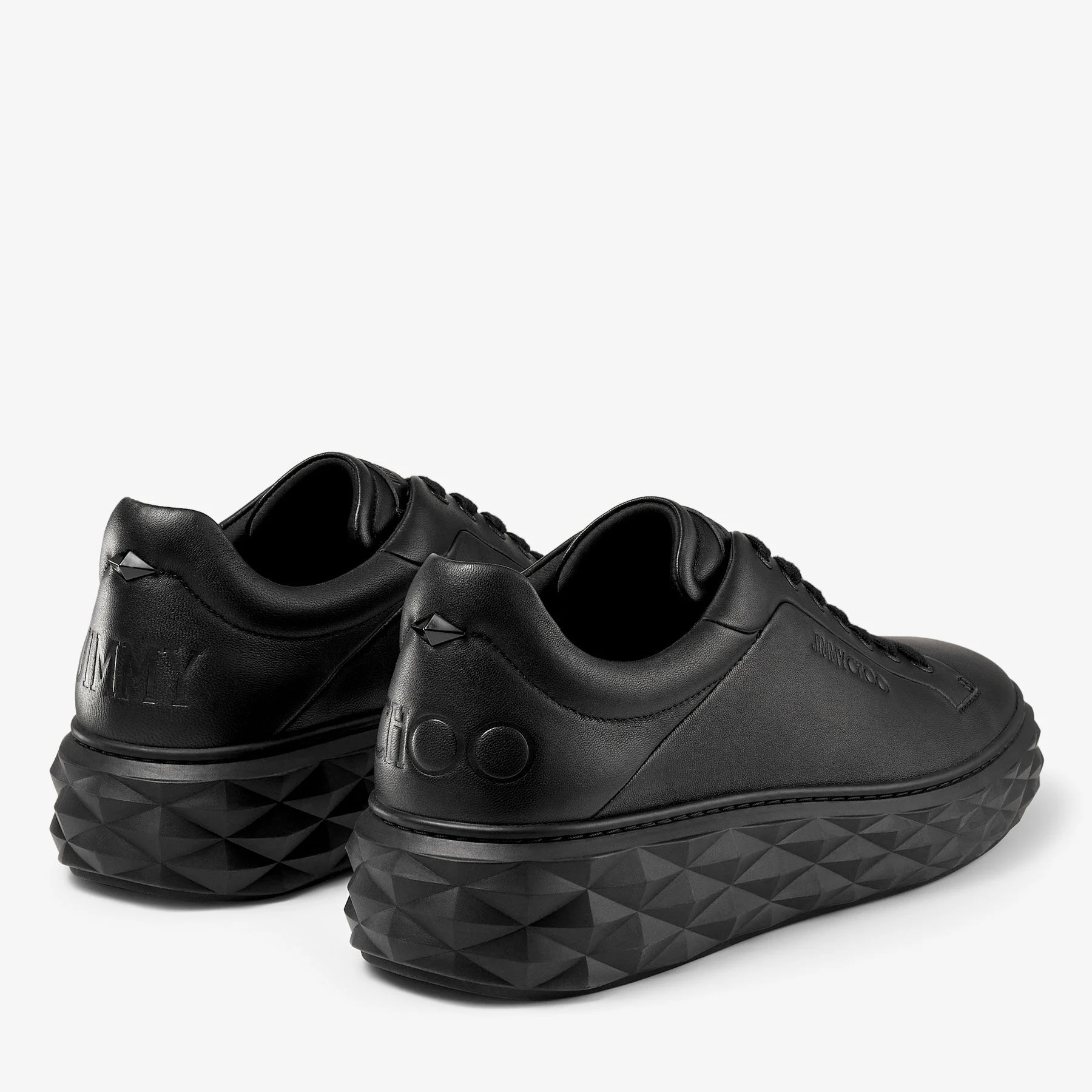 Diamond Maxi M II Black Nappa Leather Platform Trainers