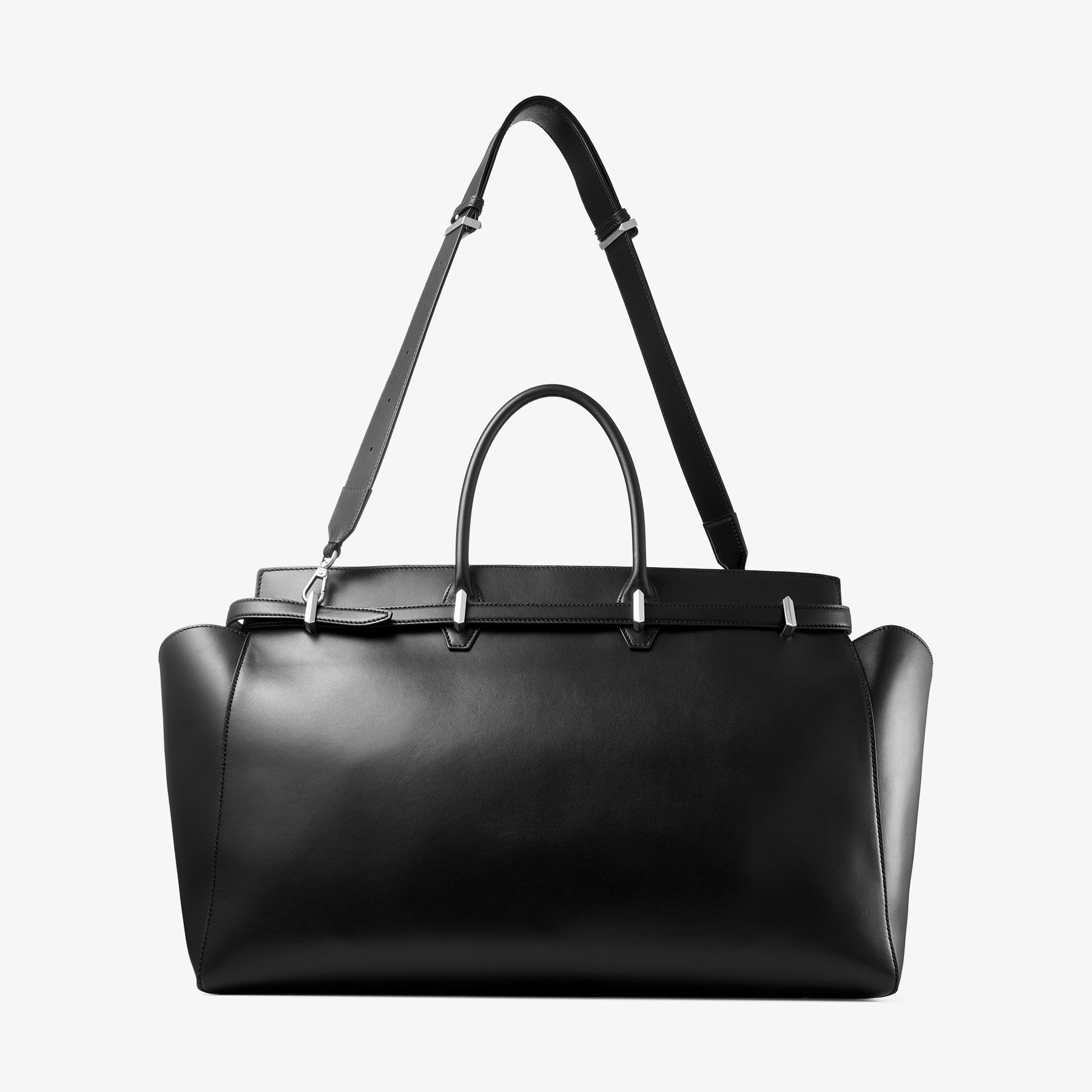 Diamond Belted Top Handle L Black Leather Belted Top Handle Bag