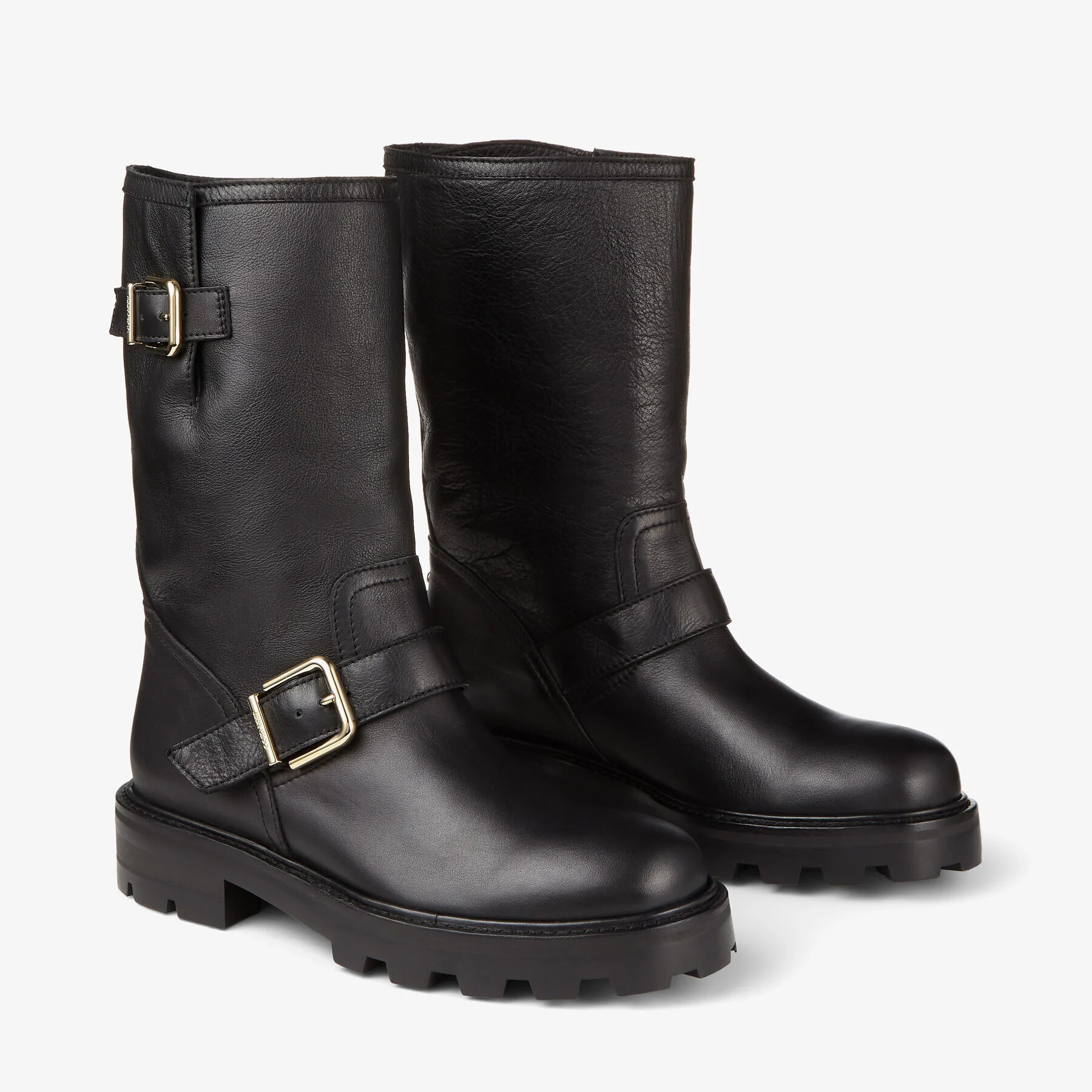 Biker II Black Smooth Leather Biker Boots