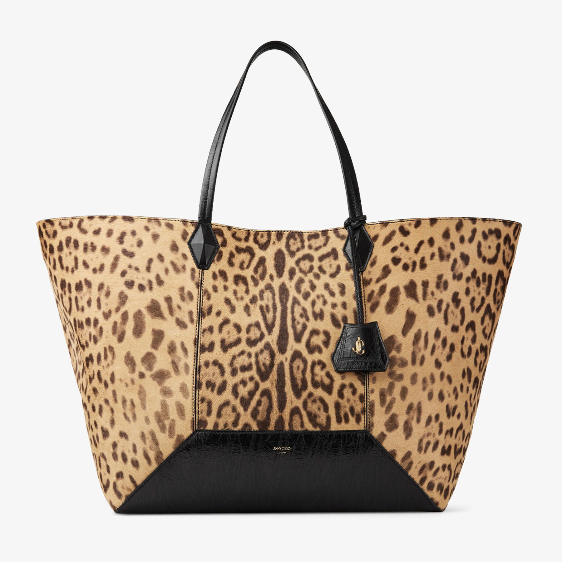 Diamond Tote L Natural Leopard Print Pony Tote Bag