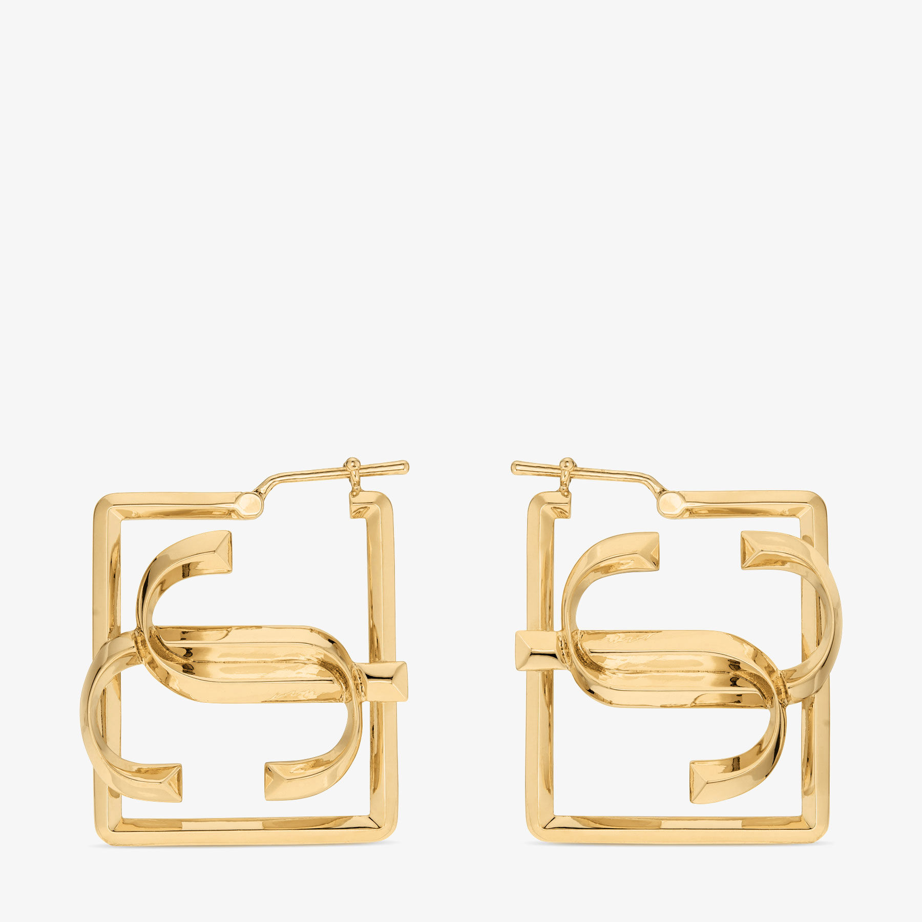 Square JC Hoop Gold-Finish Hoop Earrings