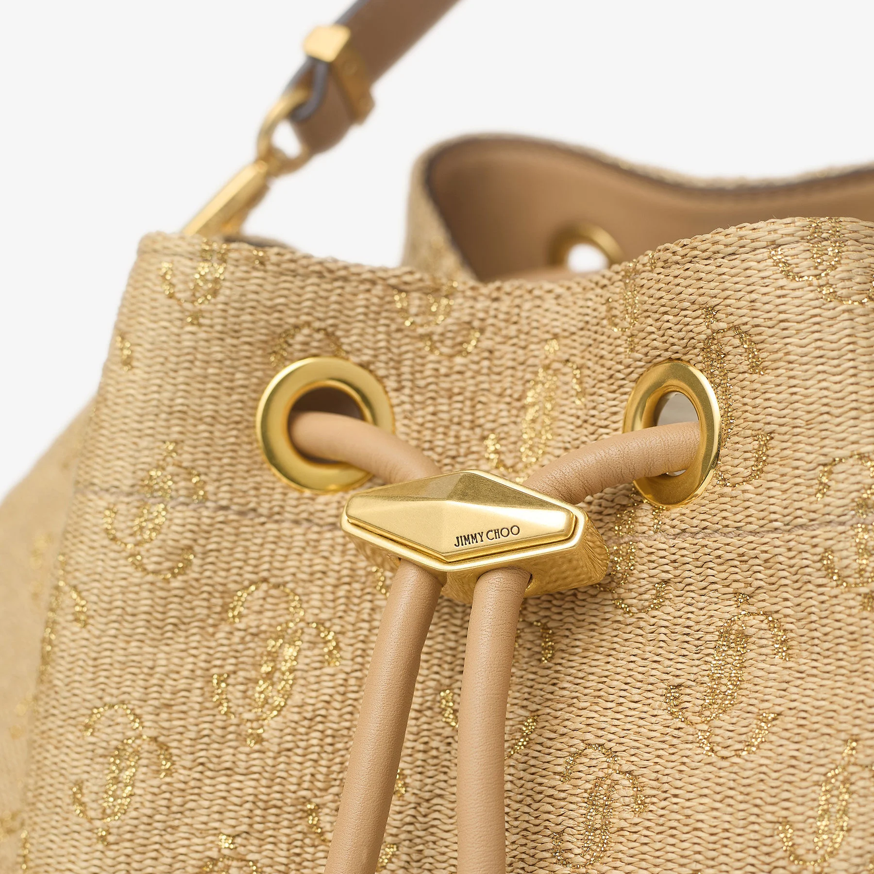 Cinch M Natural Raffia Monogram Bag