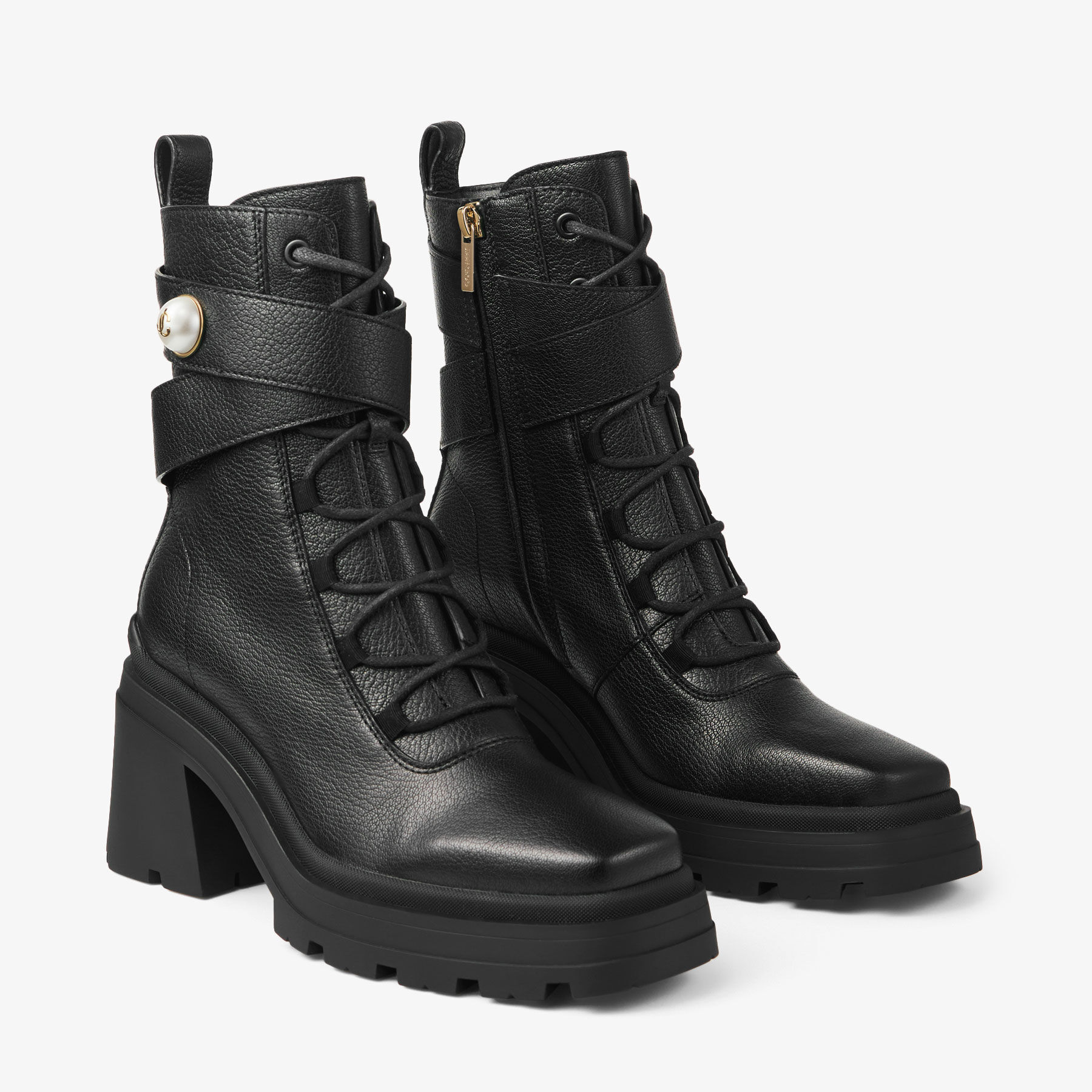 Noemi 80 Black Leather Ankle Boots