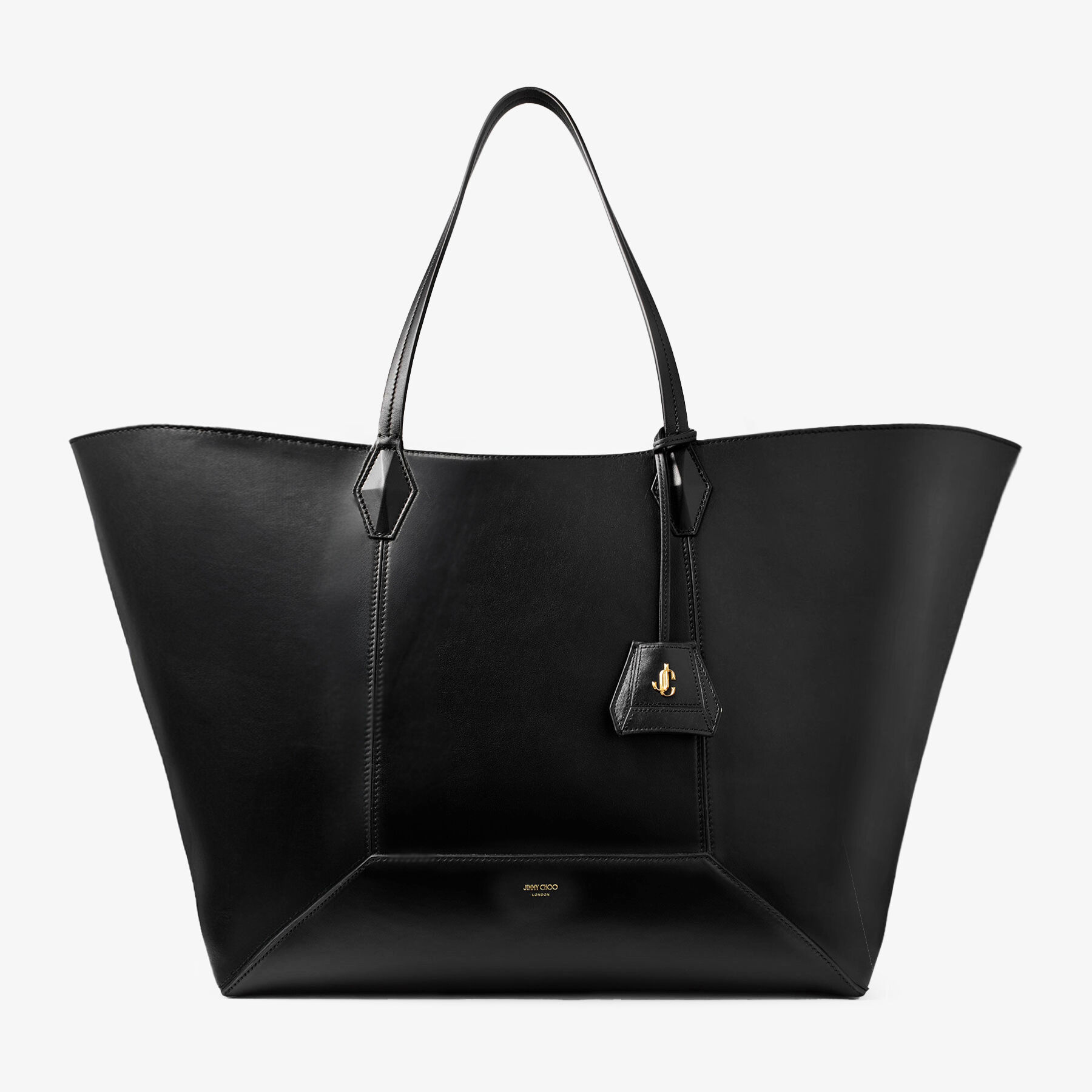Diamond Tote L Black Calf Leather Tote Bag