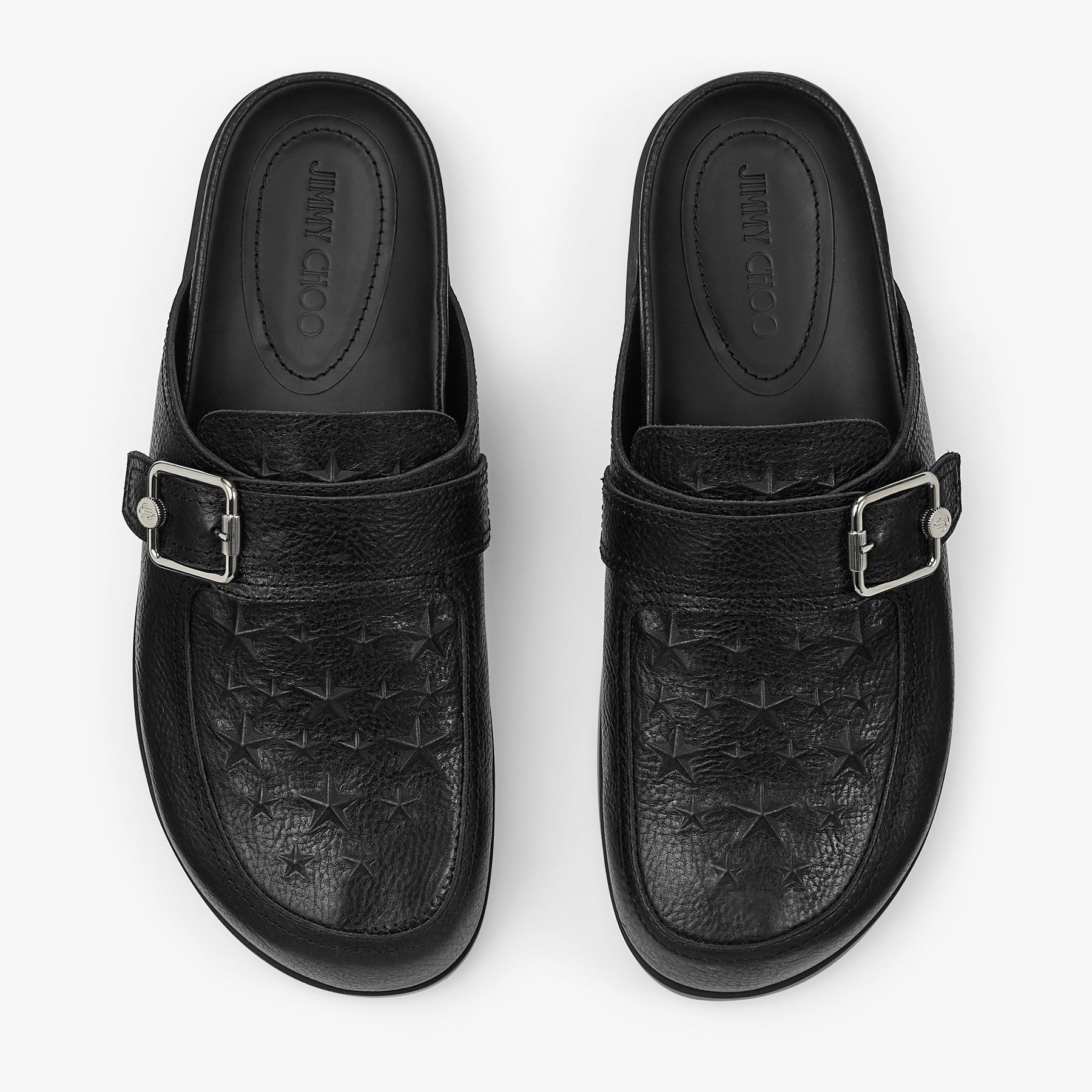 Etta Mule Black Embossed Leather Mules