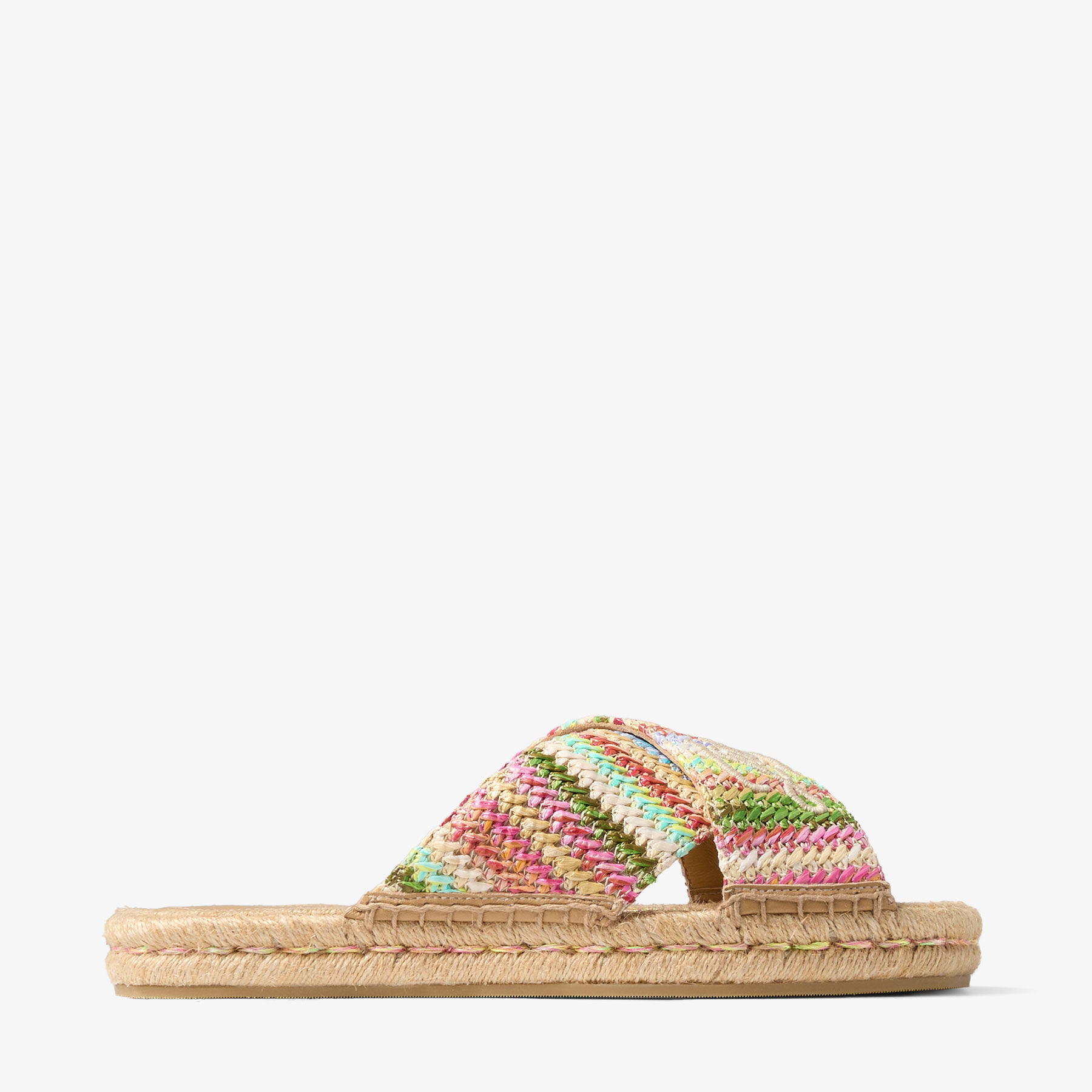 Aciel Sandal Flat Ecru Striped Raffia Sandals