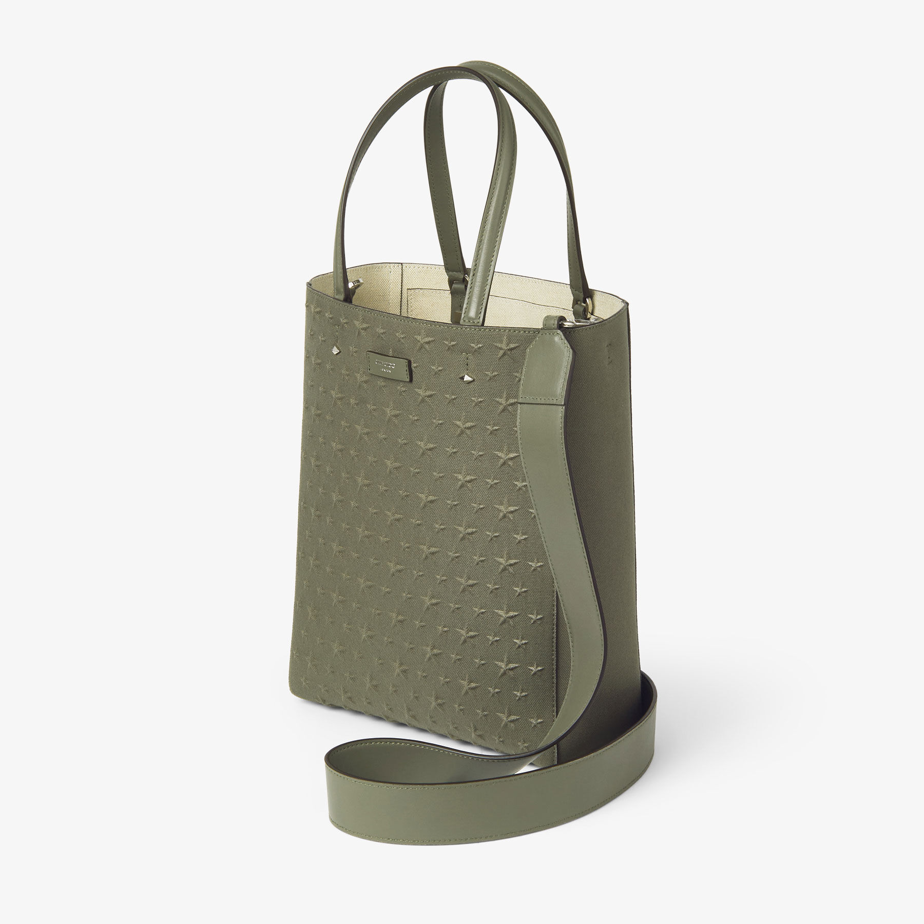 Lenny North-South M-M Green Embossed Canvas Tote Bag