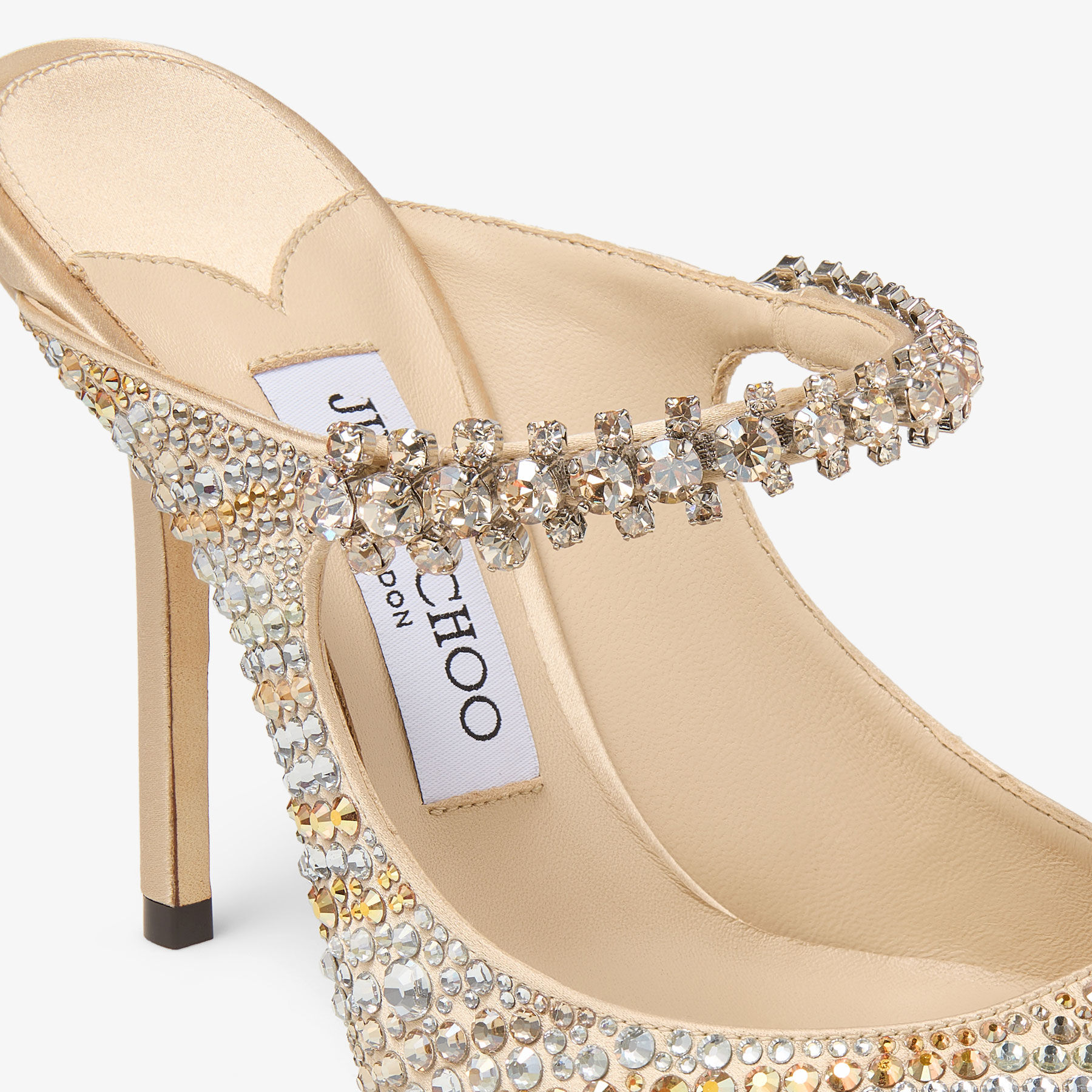 Bing 100 Gold Satin Crystal Mules