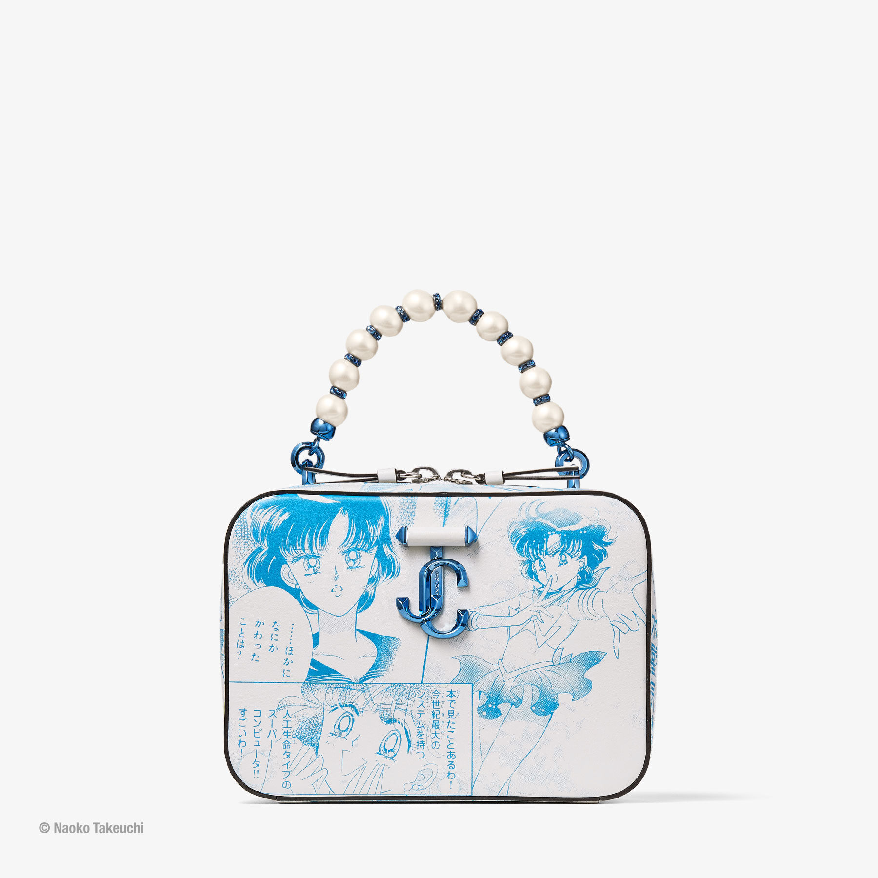Sailor Mercury Avenue Vanity Bag Light Blue Manga Print Leather Handbag
