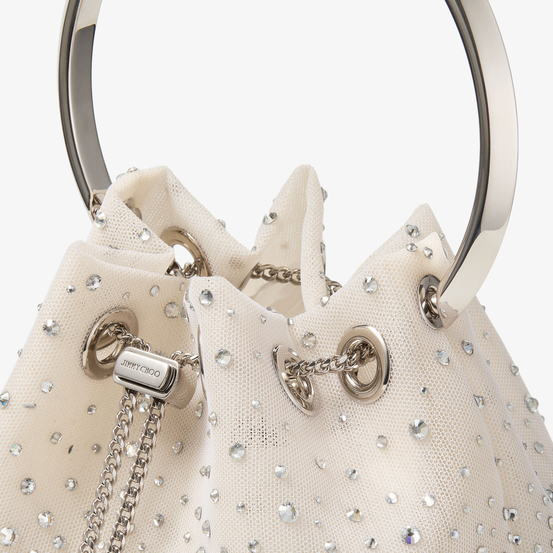 Bon Bon White Crystal Mesh Handbag