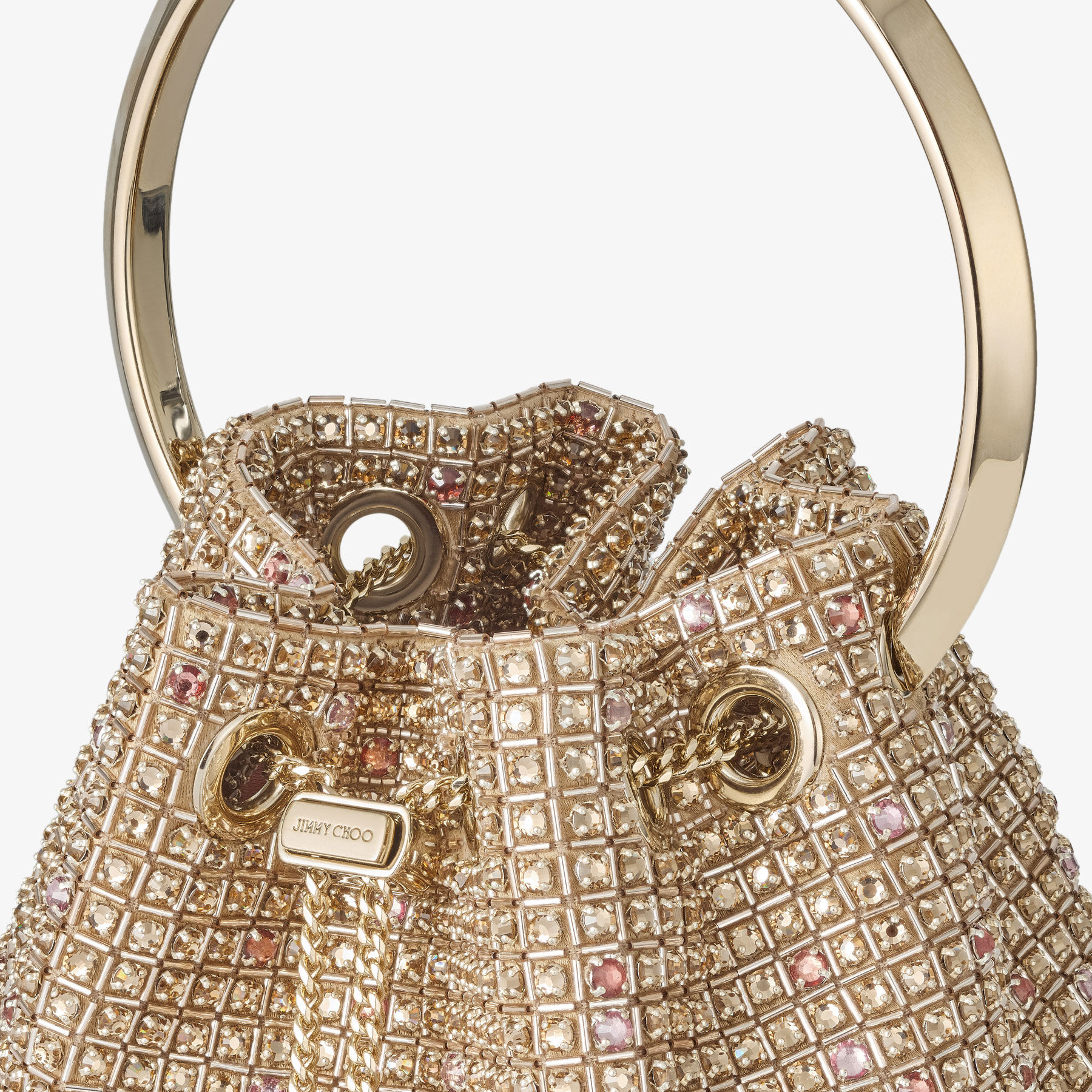 Bon Bon Gold Crystal Embroidered Satin Mini Bag