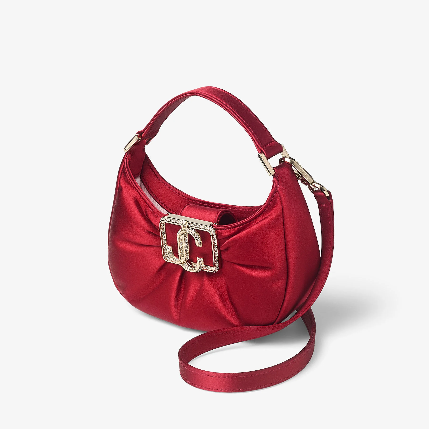 Edie Hobo Mini Ruby Red Satin Mini Bag