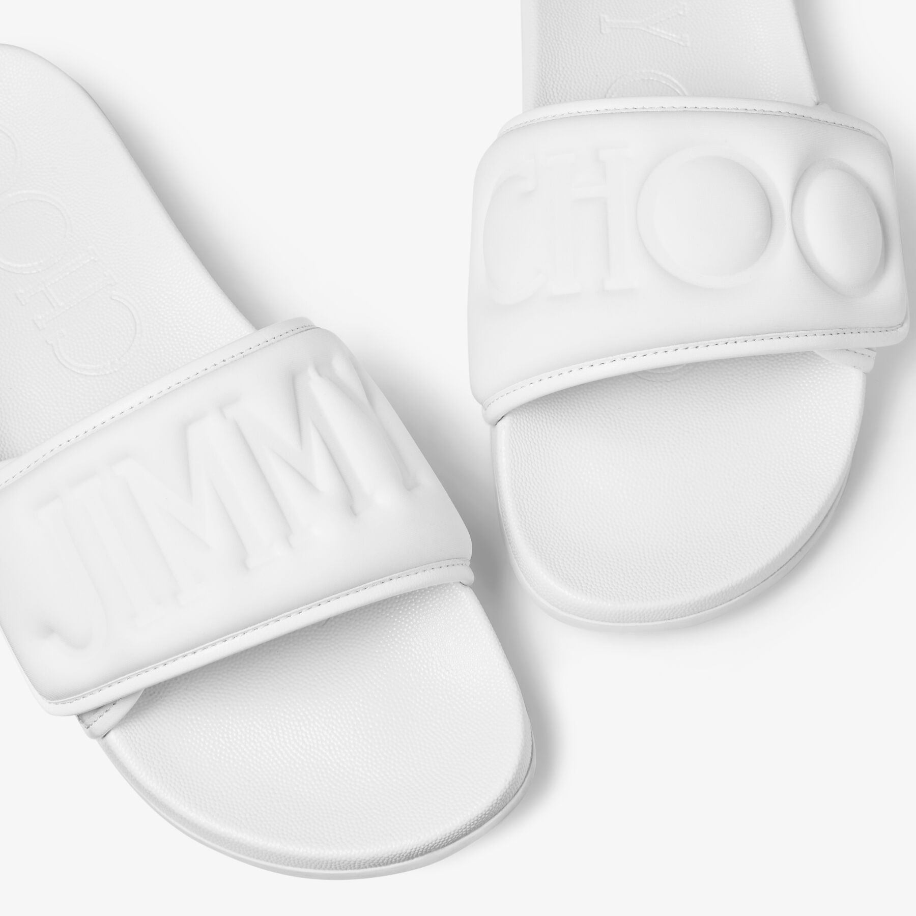 Fitz M White Puffed Logo Lycra Slides
