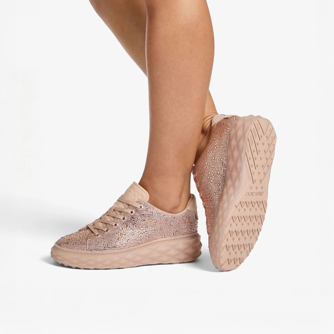 Jimmy Choo / Malbon Diamond Golf/F Macaron Crystal Shimmer Suede Trainers