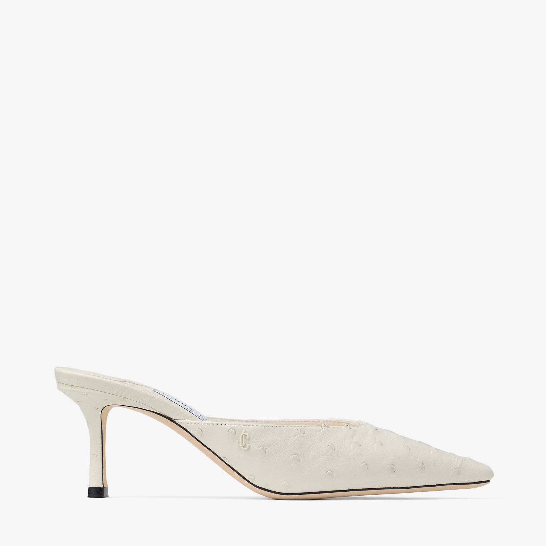 Vivi 65 Latte Ostrich Leather Mules
