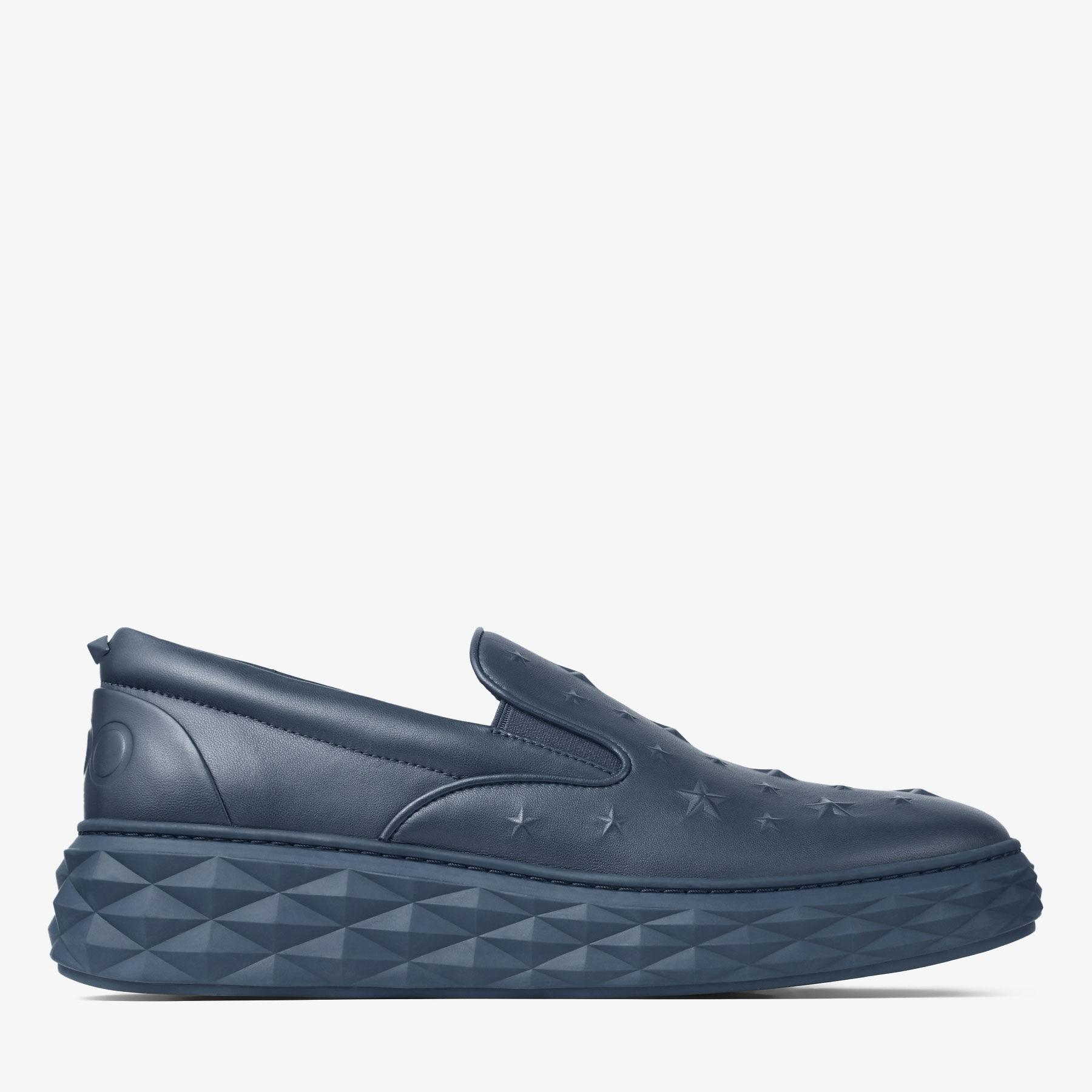 Diamond Slip On M Navy Embossed Leather Slip On Trainers