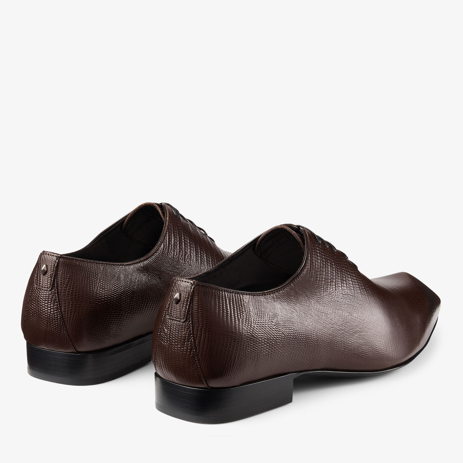 Prism Lace Up Coffee Lizard Printed Leather Lace-Up Shoes