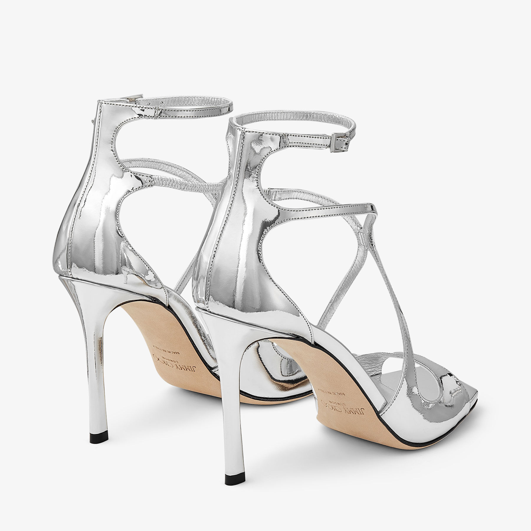 Azia 95 Silver Liquid Metal Leather Sandals