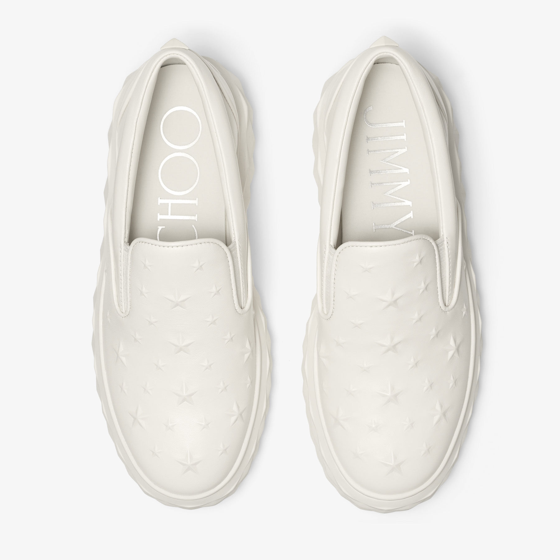 Diamond Slip On M Latte Embossed Leather Slip On Trainers