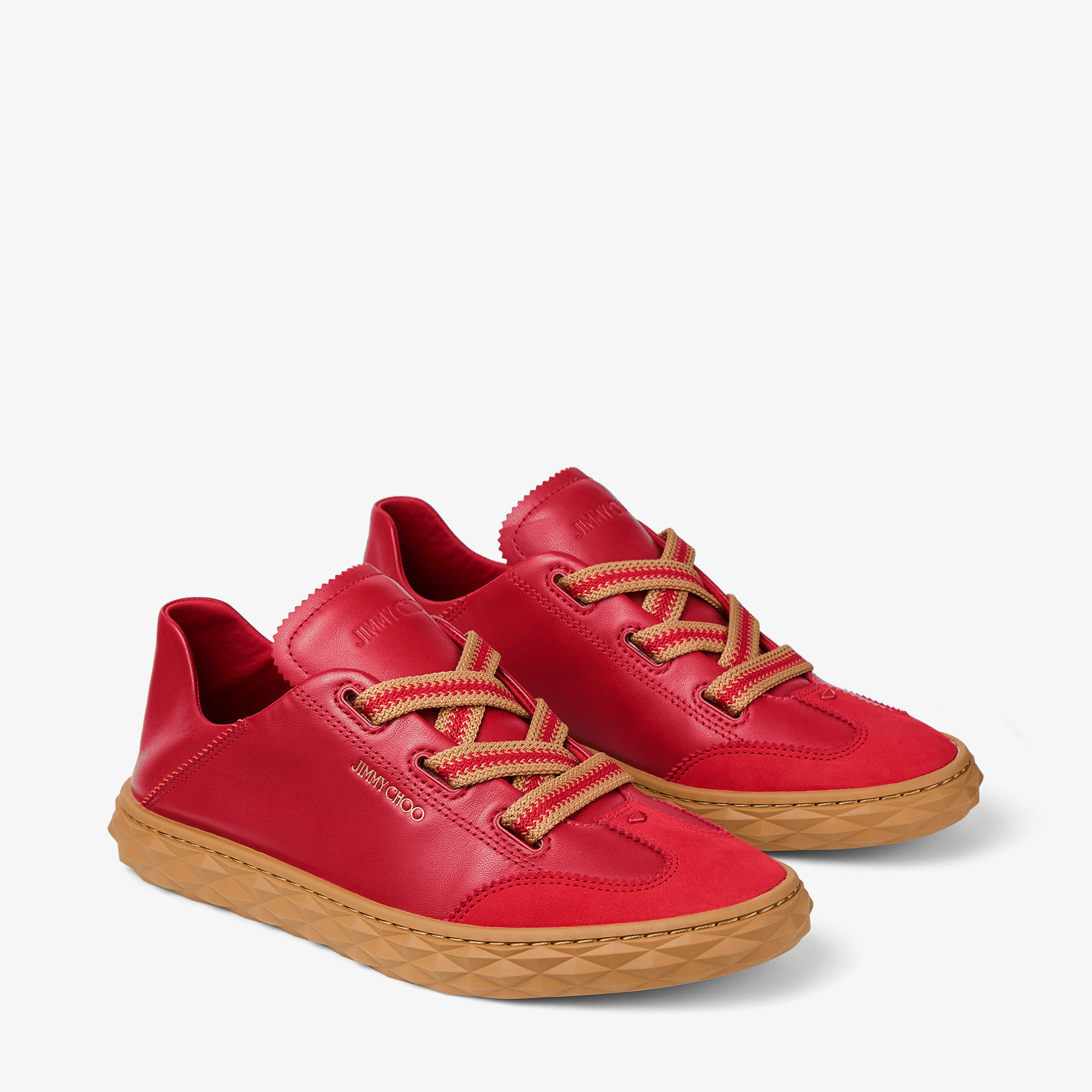 Diamond Light Flex F Ruby Red Leather Trainers