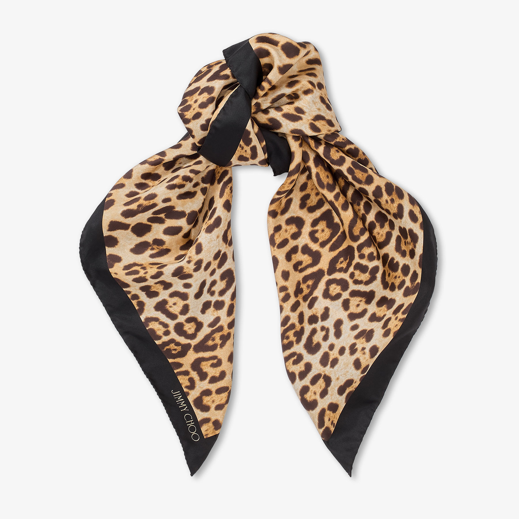 Reta Natural Leopard Print Silk Foulard