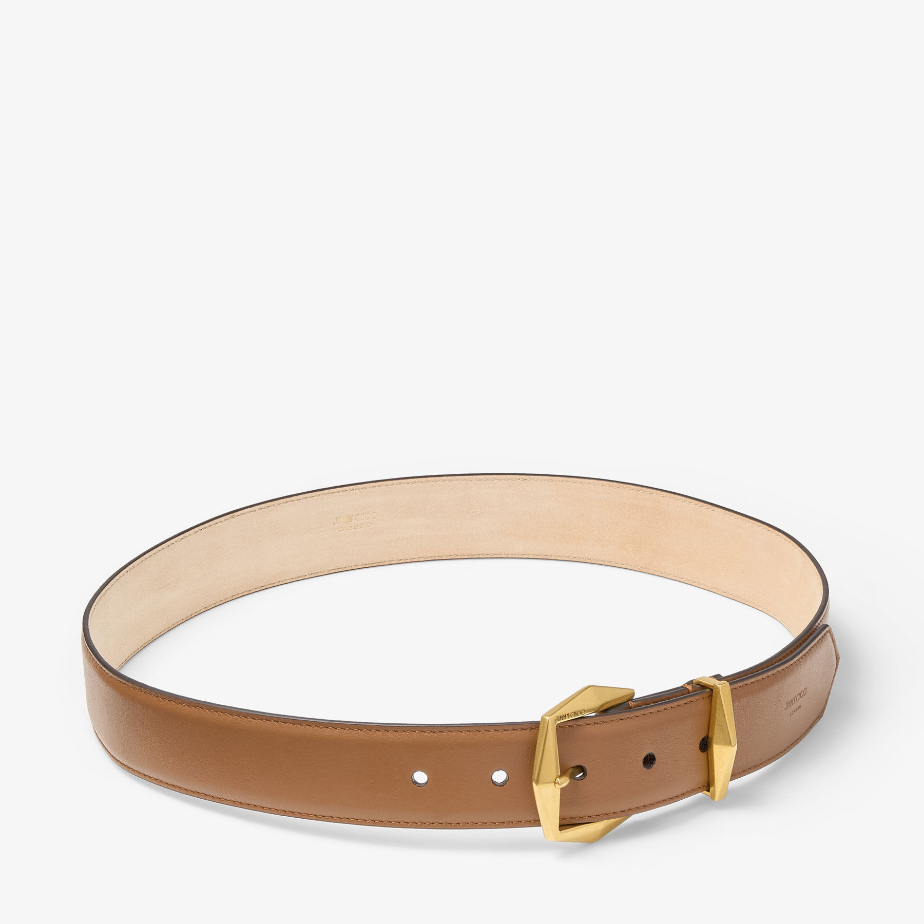Diamond Buckle Belt Tan Leather Diamond Belt