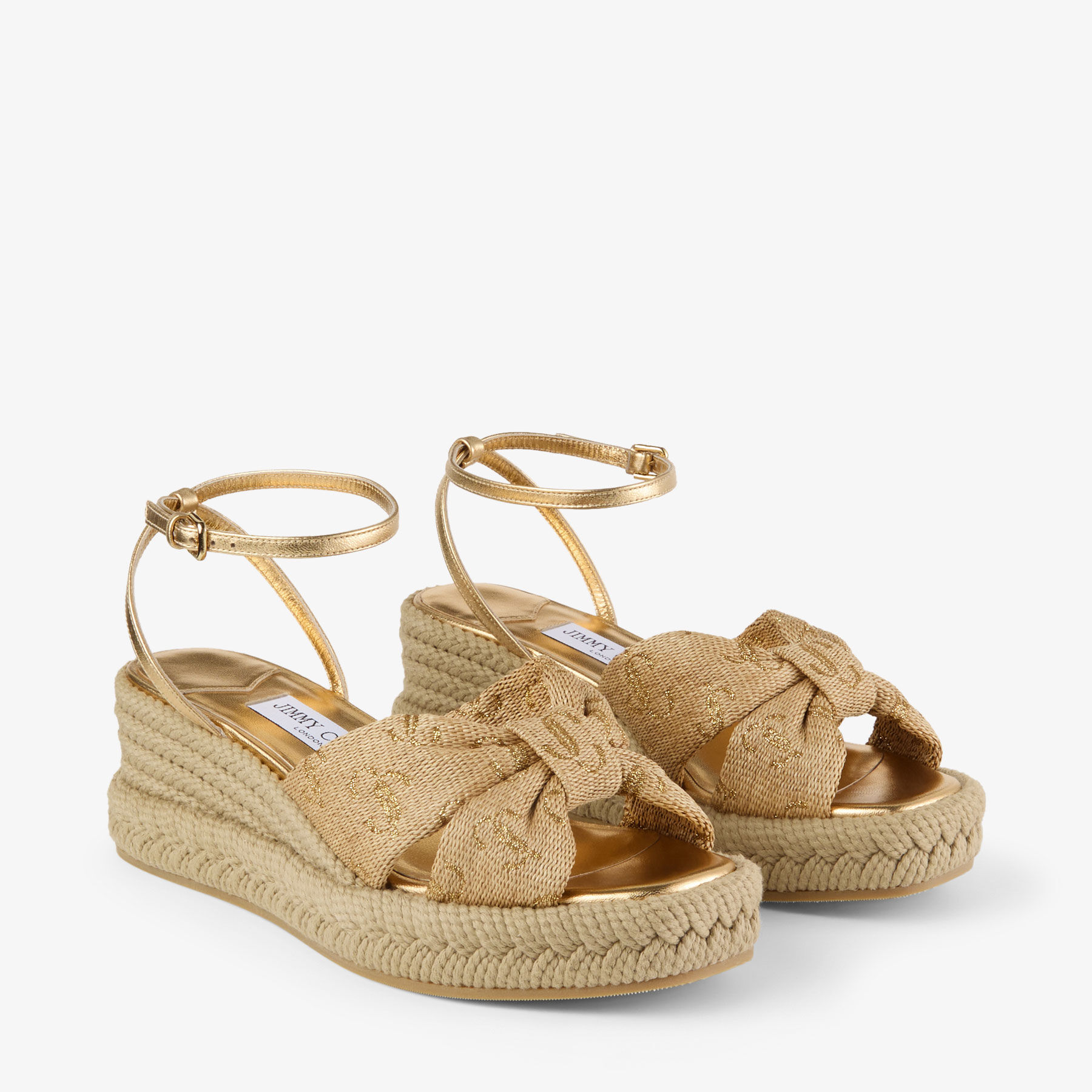 Aella Wedge 60 Gold Raffia Wedge Sandals