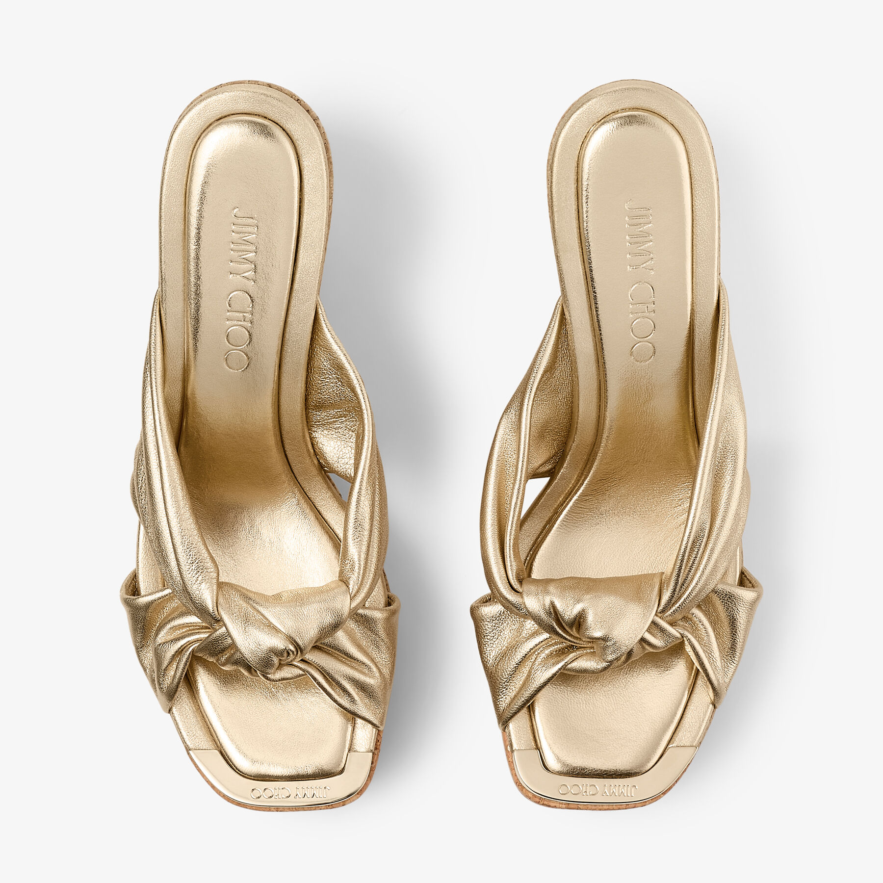 Avenue Wedge 95 Gold Metallic Nappa Wedge Mules
