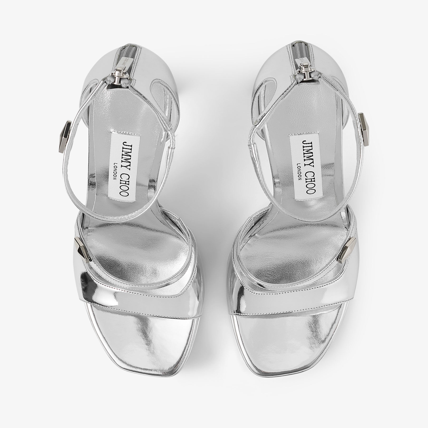 Claressa Platform 125 Silver Liquid Metal Leather Platform Sandals