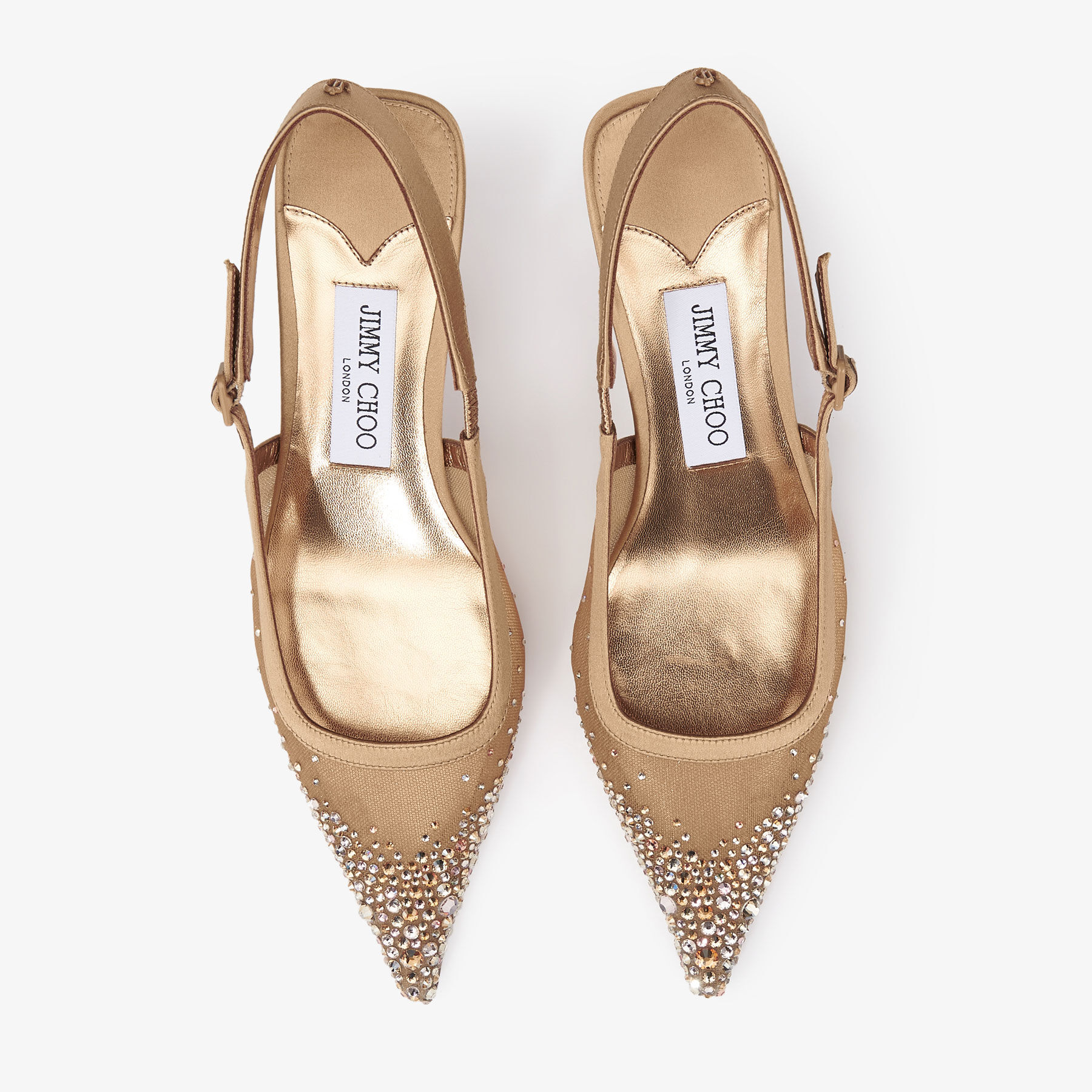Amel 50 Bronze Crystal Mesh Satin Pumps