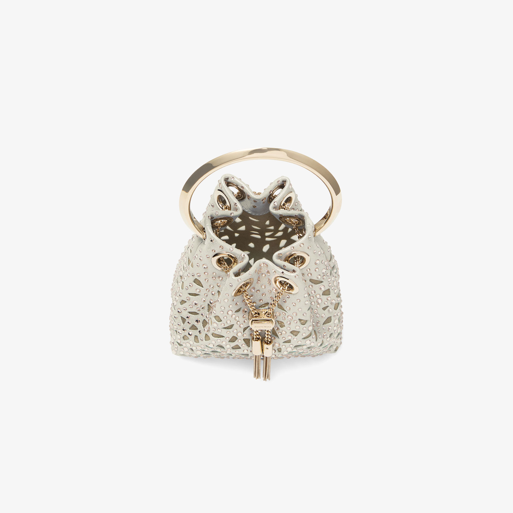 Micro Bon Bon Gold Shimmer Suede Crystal Mini Bag
