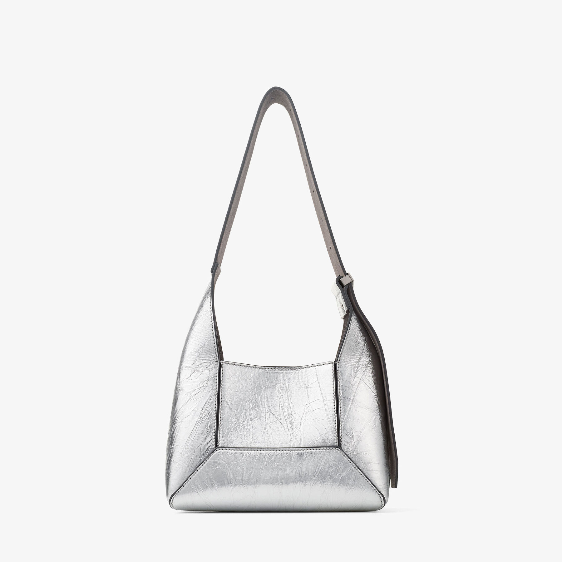 Diamond Hobo S Silver Vintage Metallic Leather Shoulder Bag