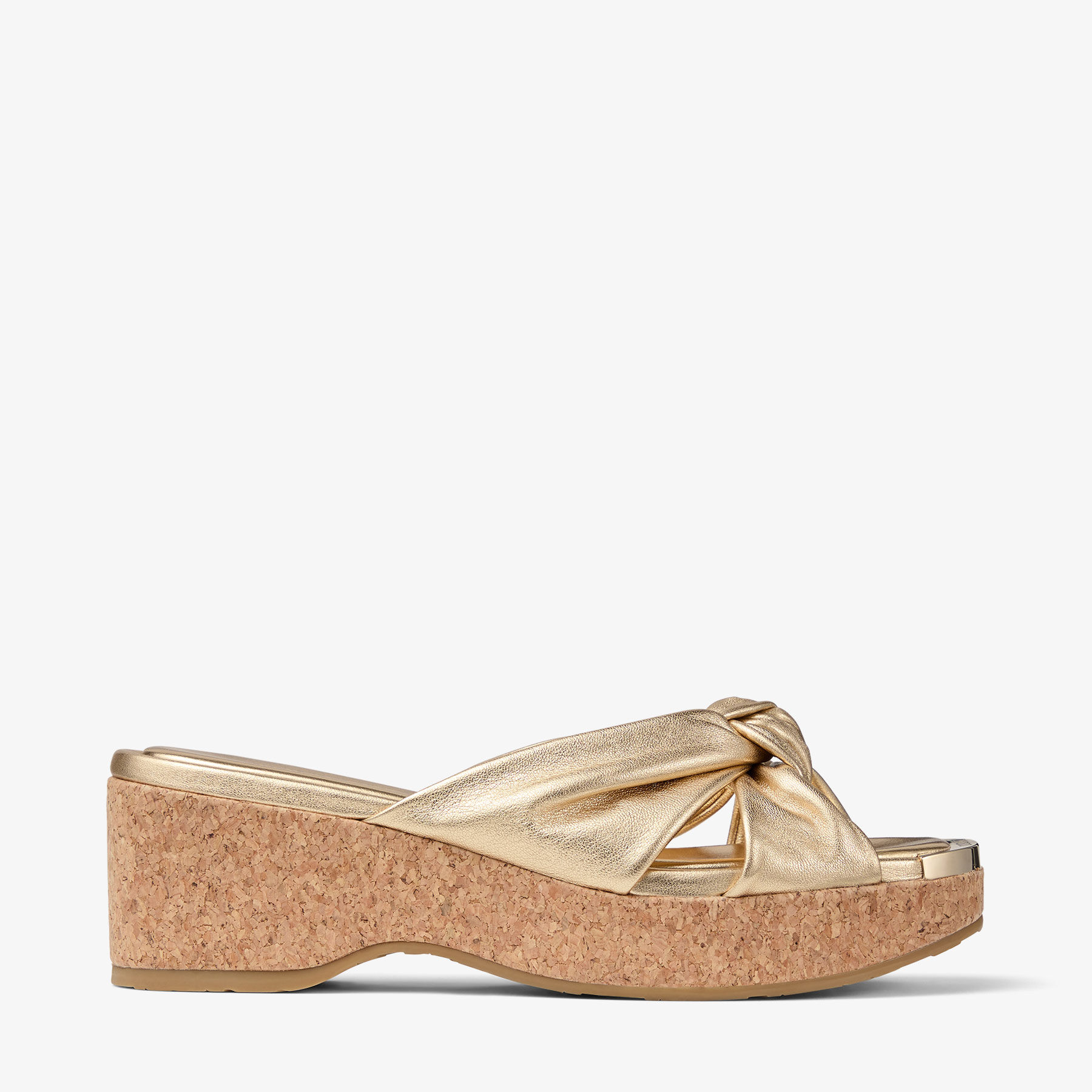 Avenue Wedge 50 Gold Metallic Nappa Wedge Mules