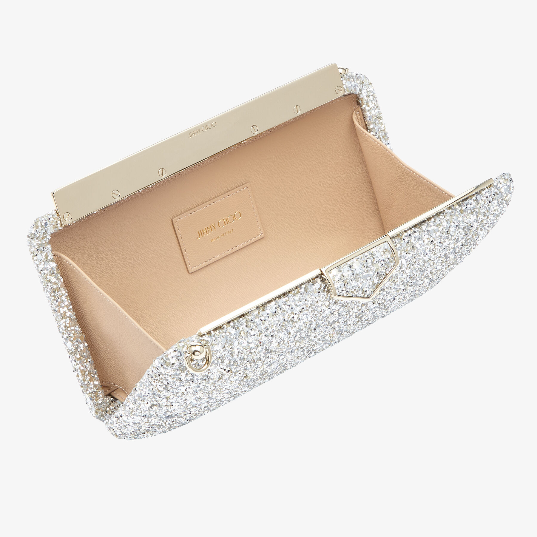 Ellipse Champagne Coarse Glitter Fabric Clutch Bag