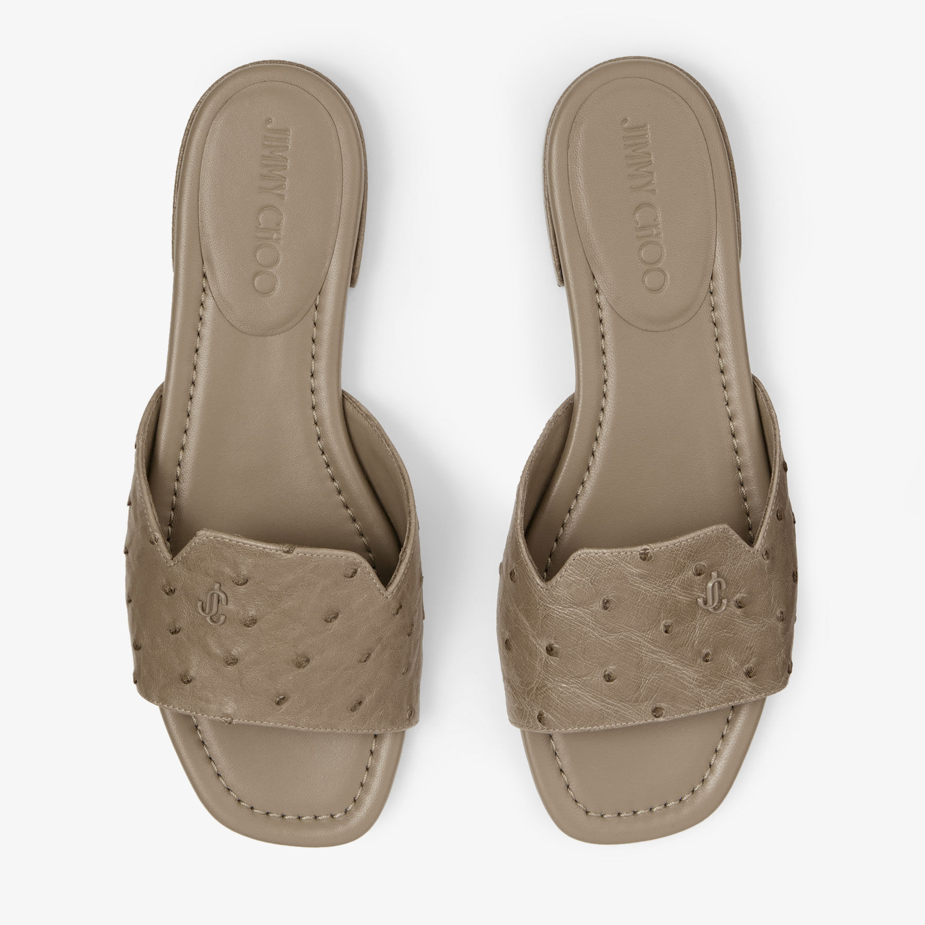 Dina Flat Taupe Ostrich Leather Flats