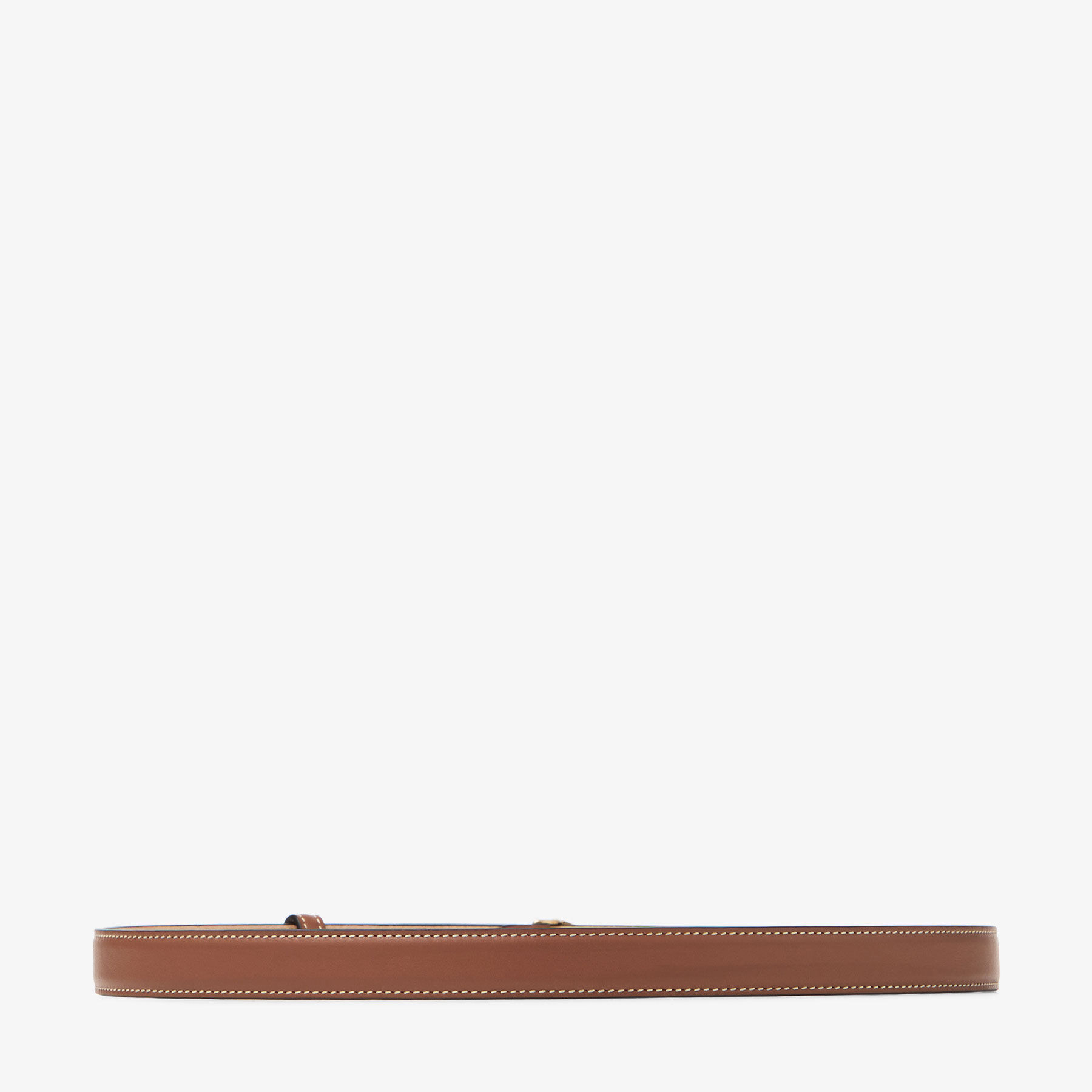 Diamond Clasp Belt Tan Calf Leather Stitched Belt