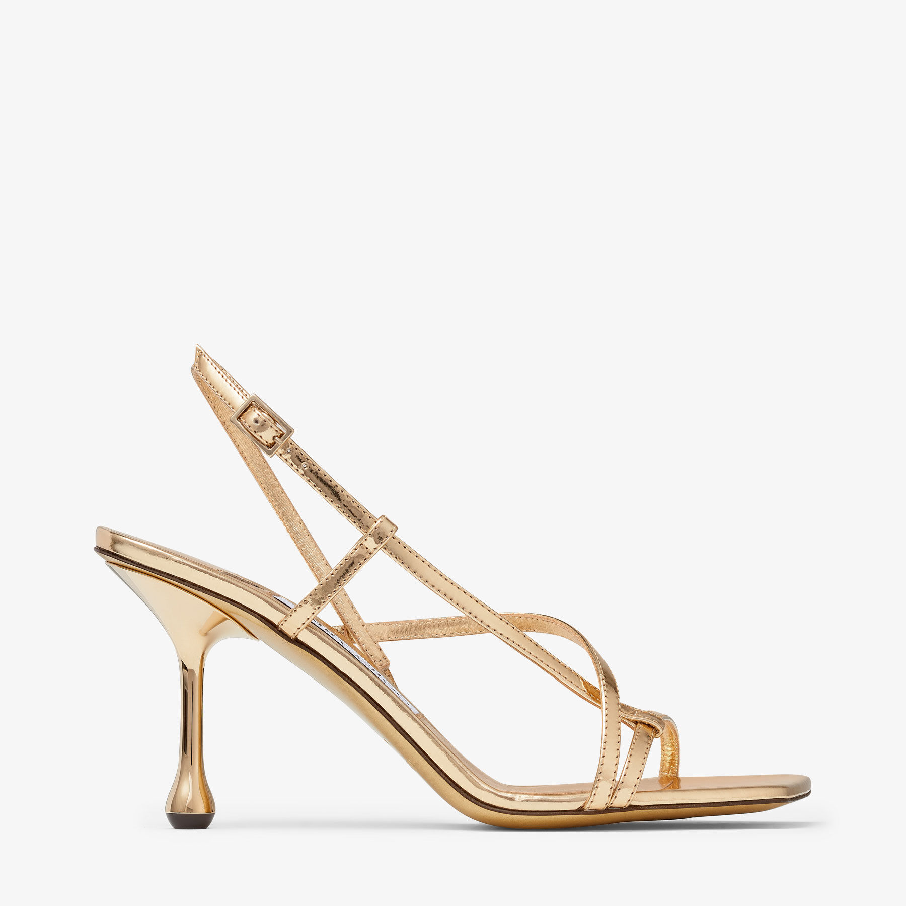 Etana 80 Gold Metallic Leather Sandals