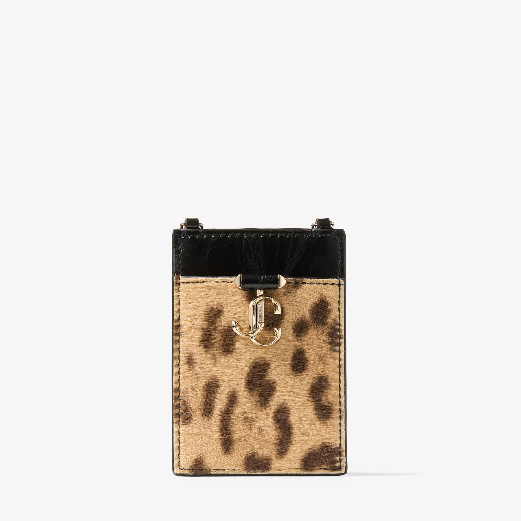 ID Holder With Chain Natural Leopard Print Pony ID Holder