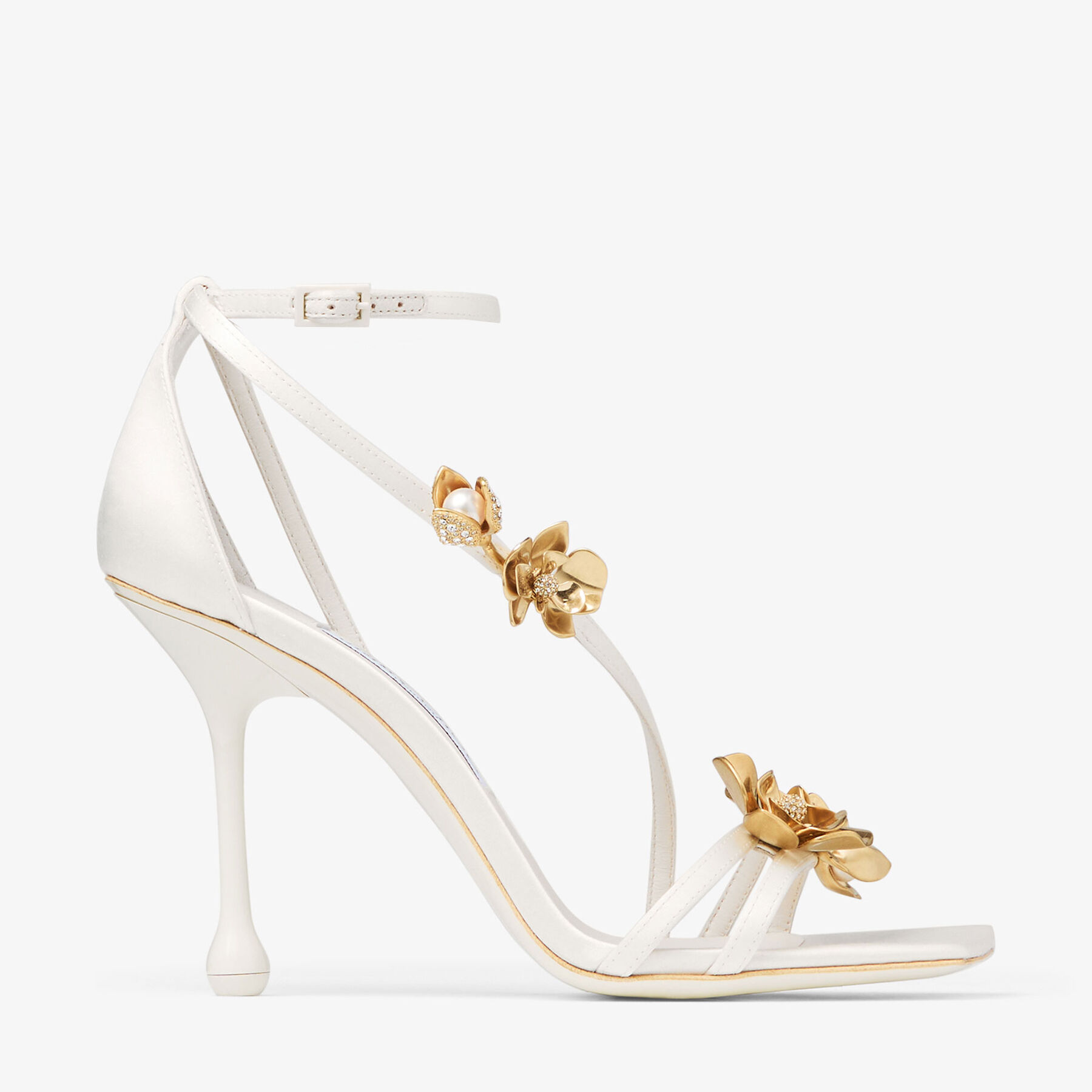 Zea 95 Ivory Satin Flower Sandals